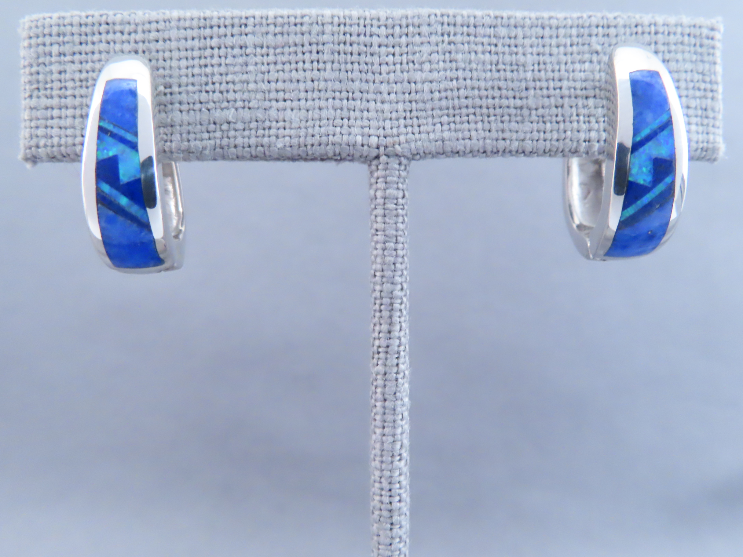 Lapis & Opal Inlay Earrings (Smaller ‘Huggies’)