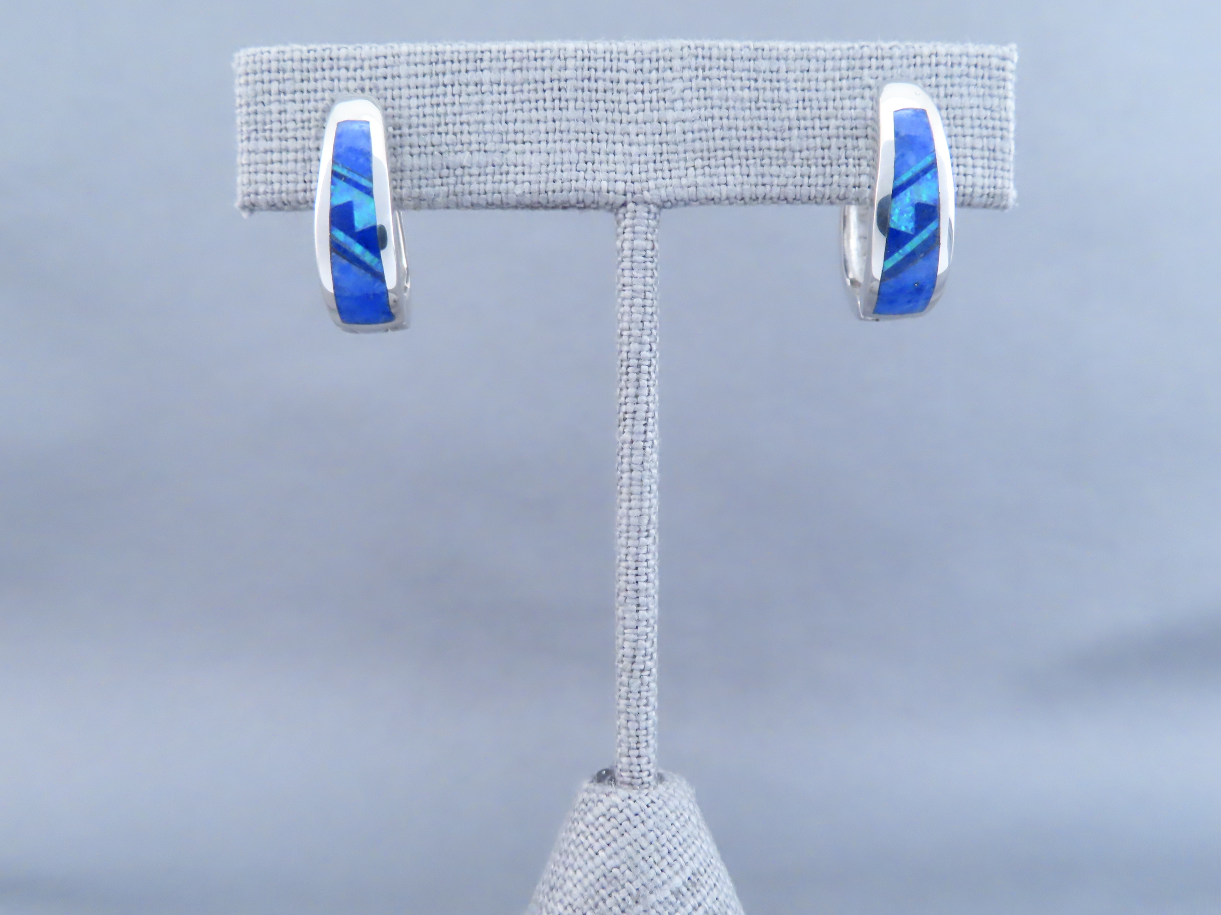 Lapis & Opal Inlay Earrings (Smaller ‘Huggies’)