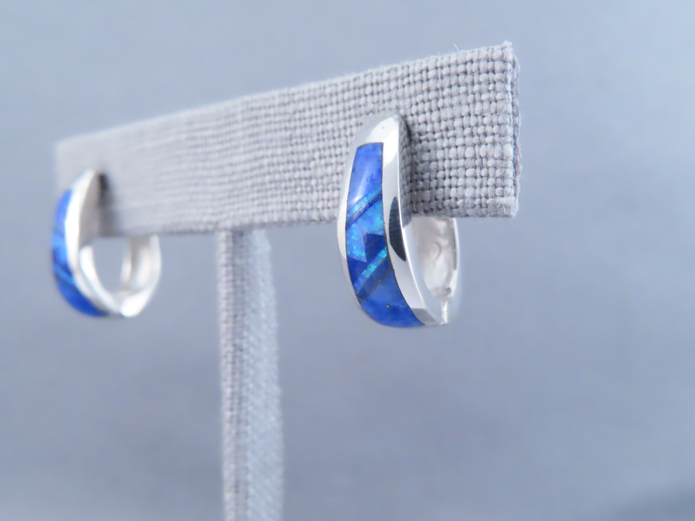 Lapis & Opal Inlay Earrings (Smaller ‘Huggies’)