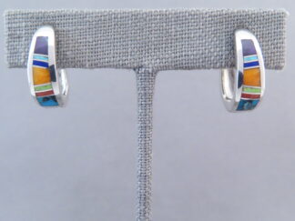 Inlaid Multi-Color Earrings (Smaller Huggies)