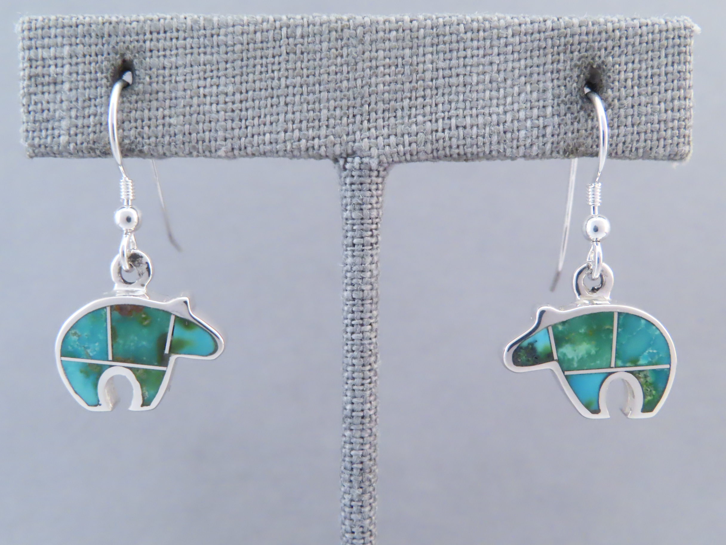 Sonoran Gold Turquoise Inlay BEAR Earrings