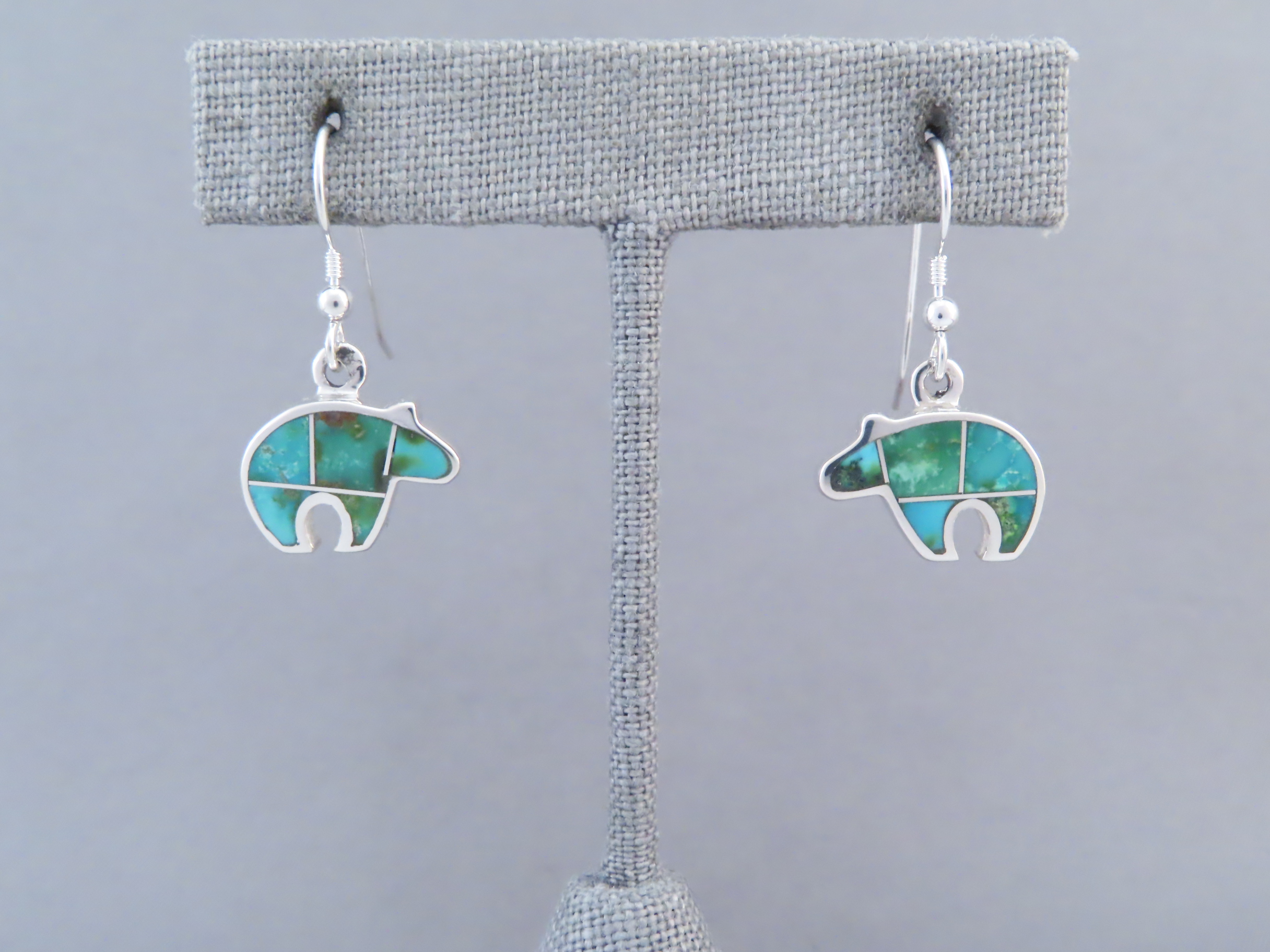 Sonoran Gold Turquoise Inlay BEAR Earrings