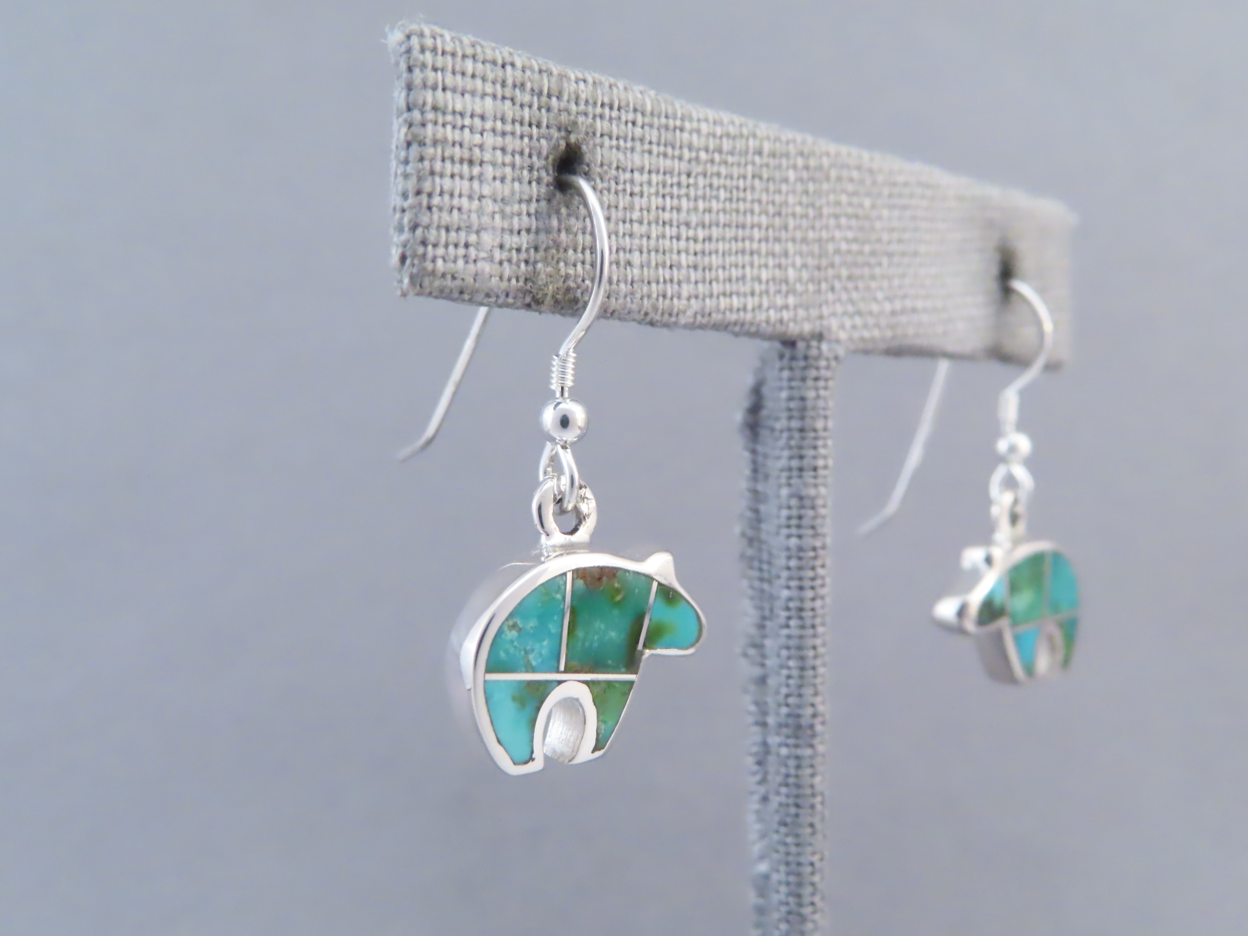 Sonoran Gold Turquoise Inlay BEAR Earrings
