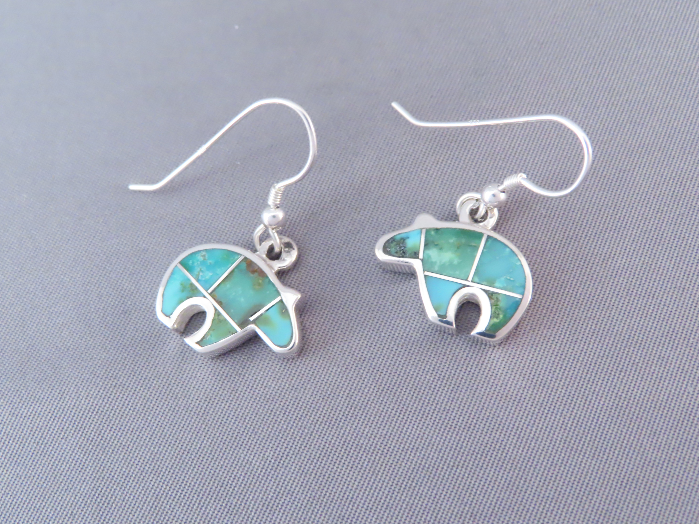 Sonoran Gold Turquoise Inlay BEAR Earrings