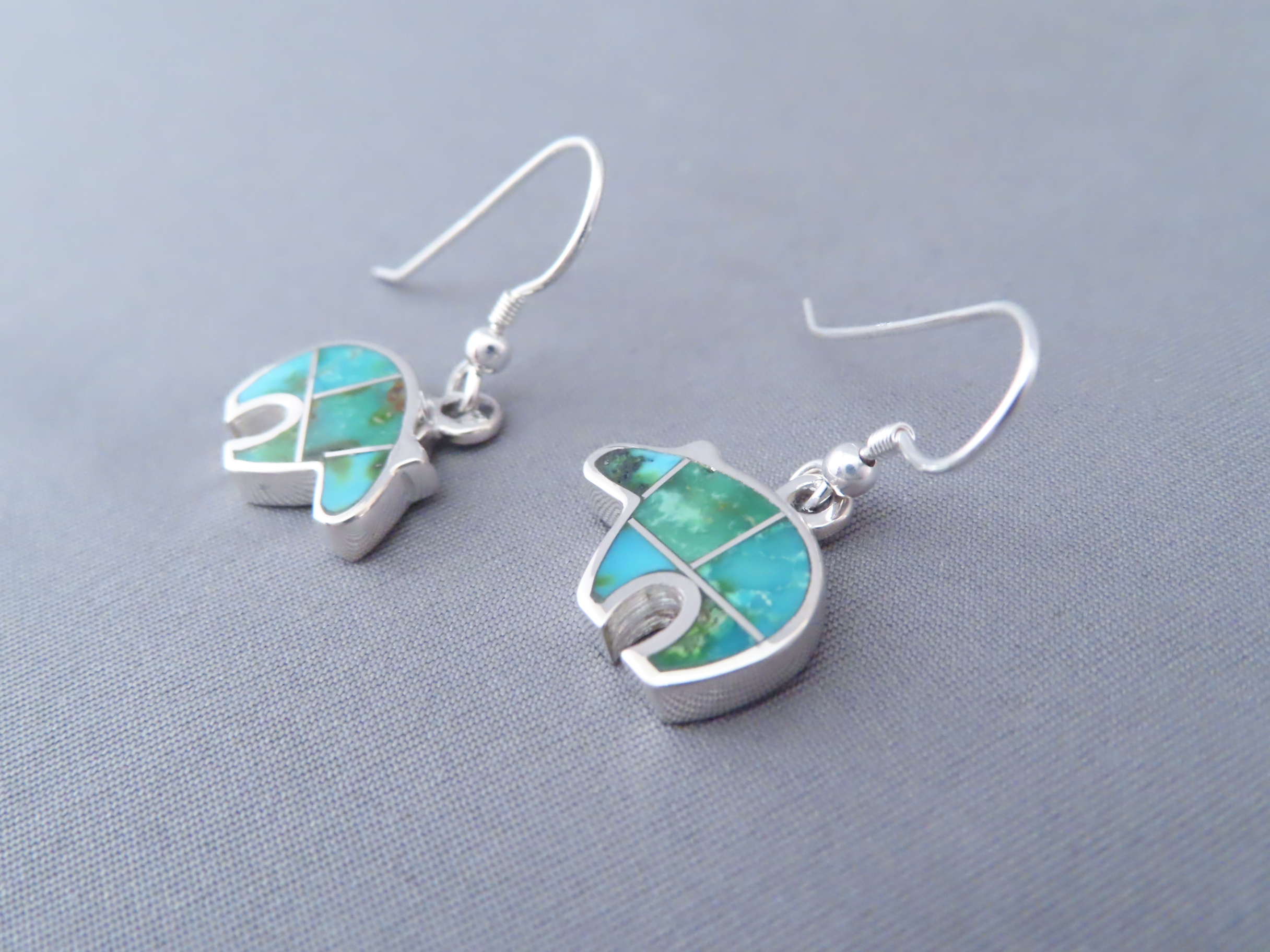 Sonoran Gold Turquoise Inlay BEAR Earrings