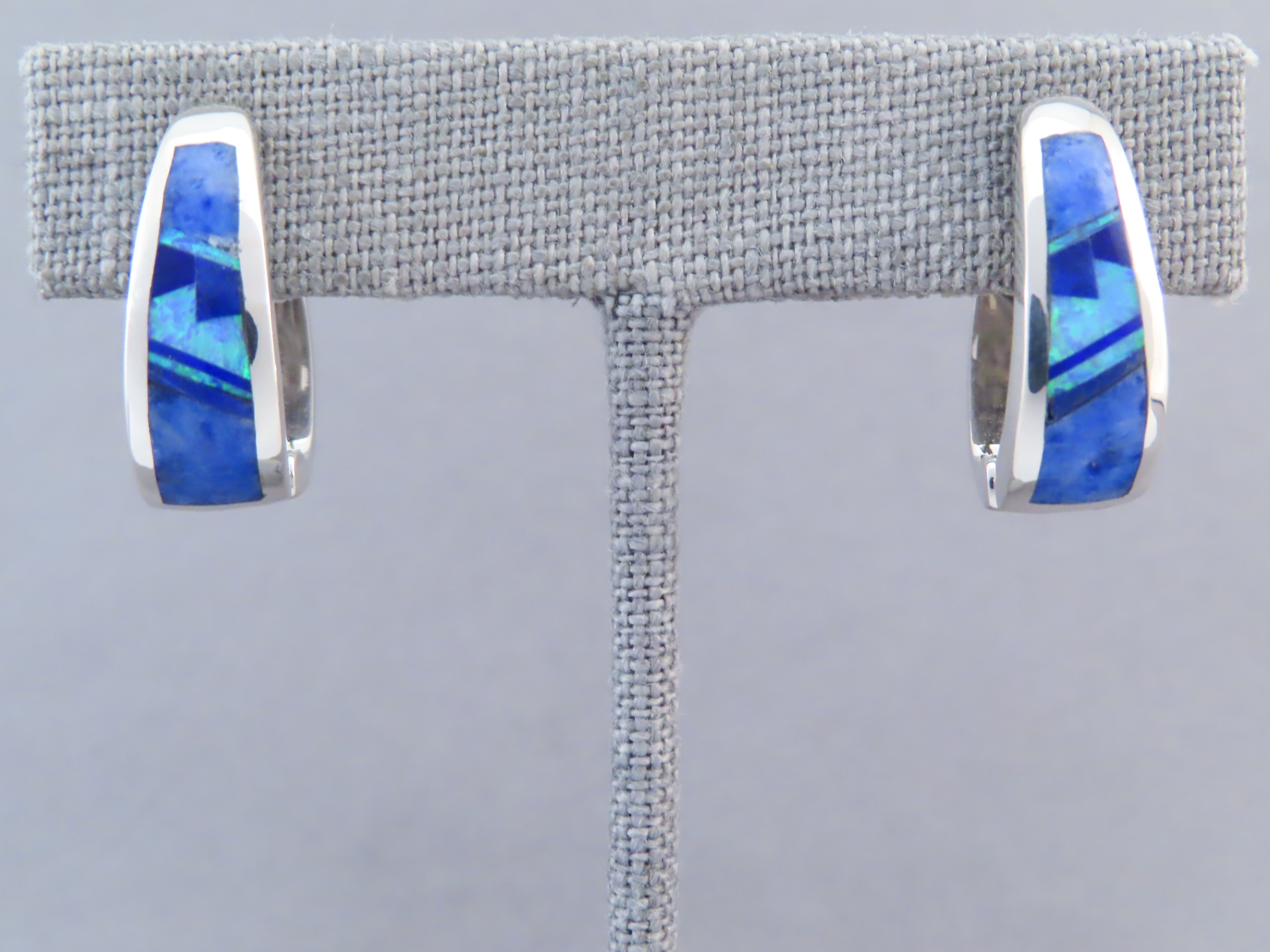 Lapis & Opal Inlay Earrings (‘Huggies’)