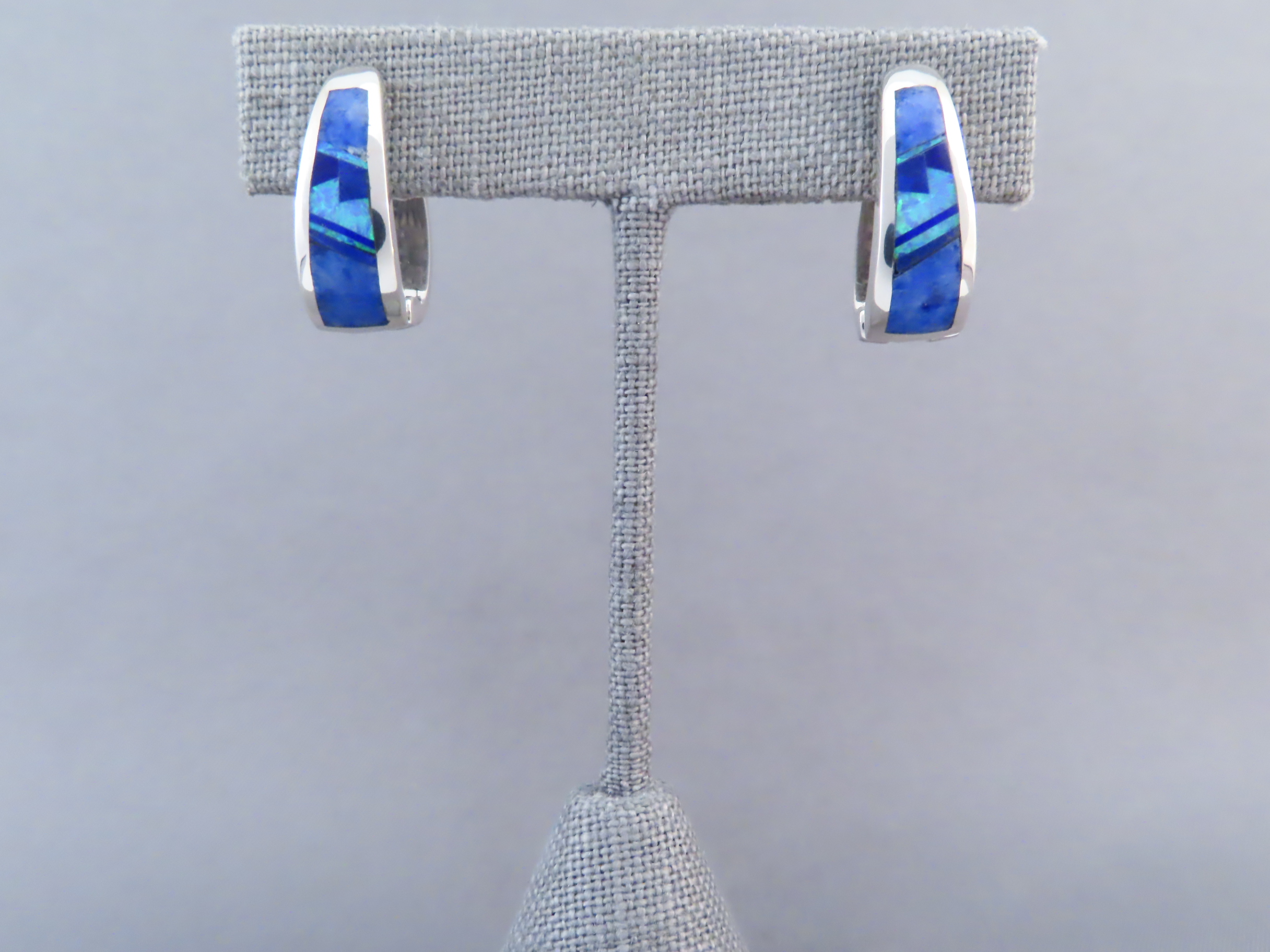 Lapis & Opal Inlay Earrings (‘Huggies’)