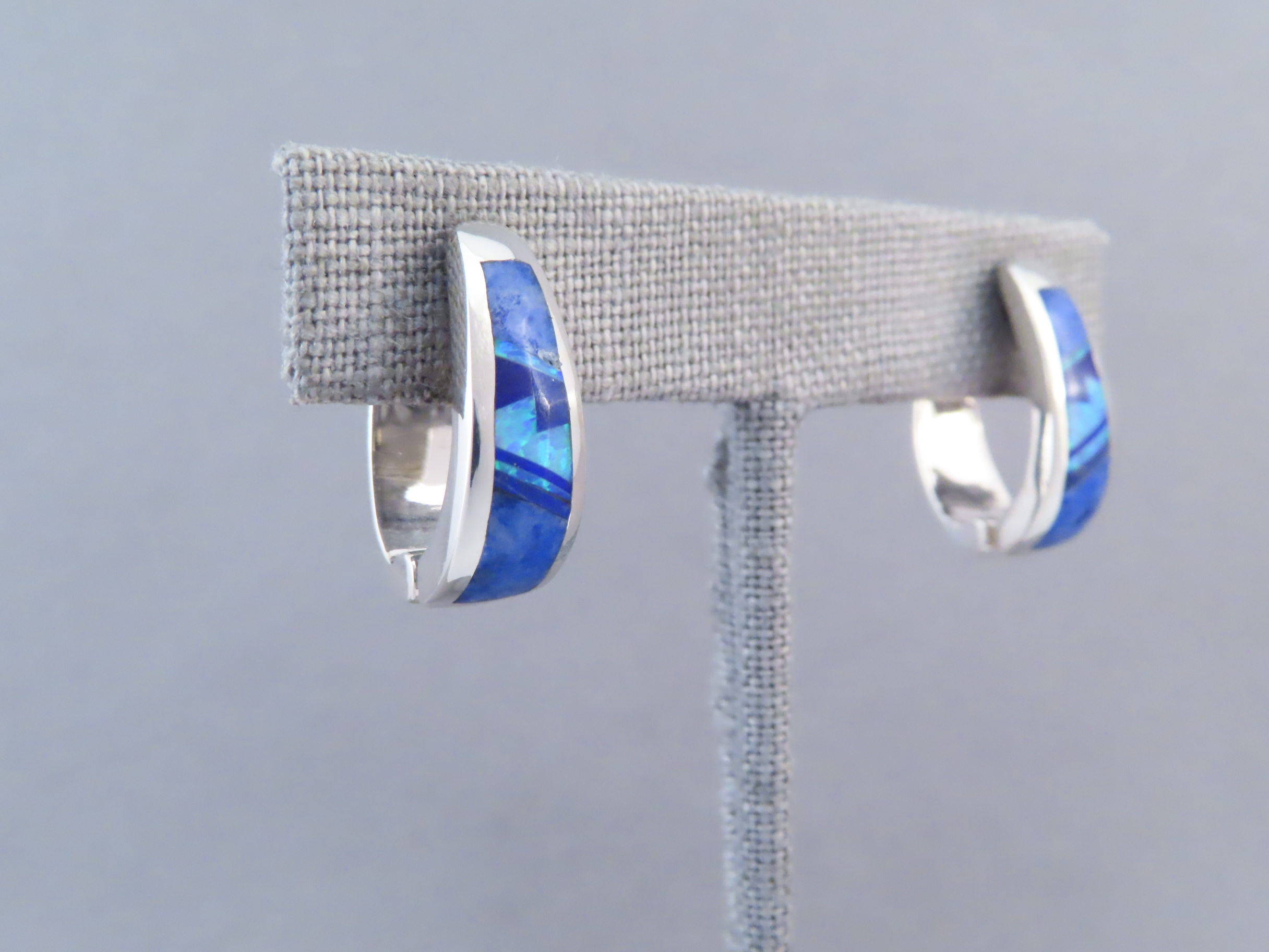 Lapis & Opal Inlay Earrings (‘Huggies’)