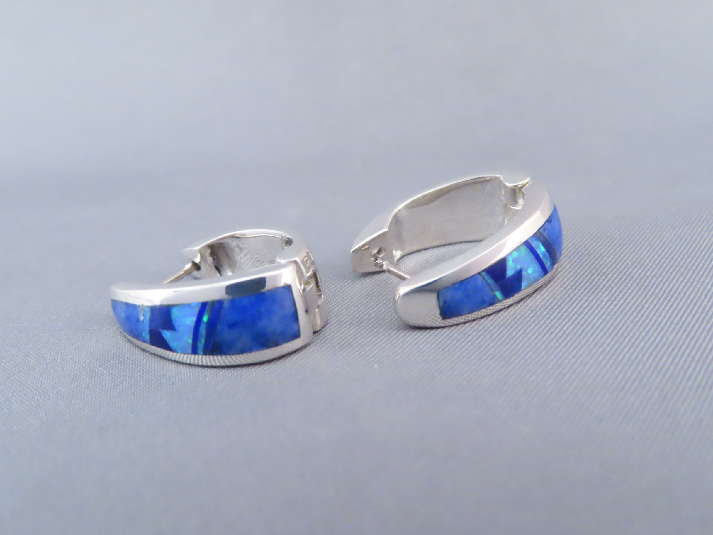 Lapis & Opal Inlay Earrings (‘Huggies’)