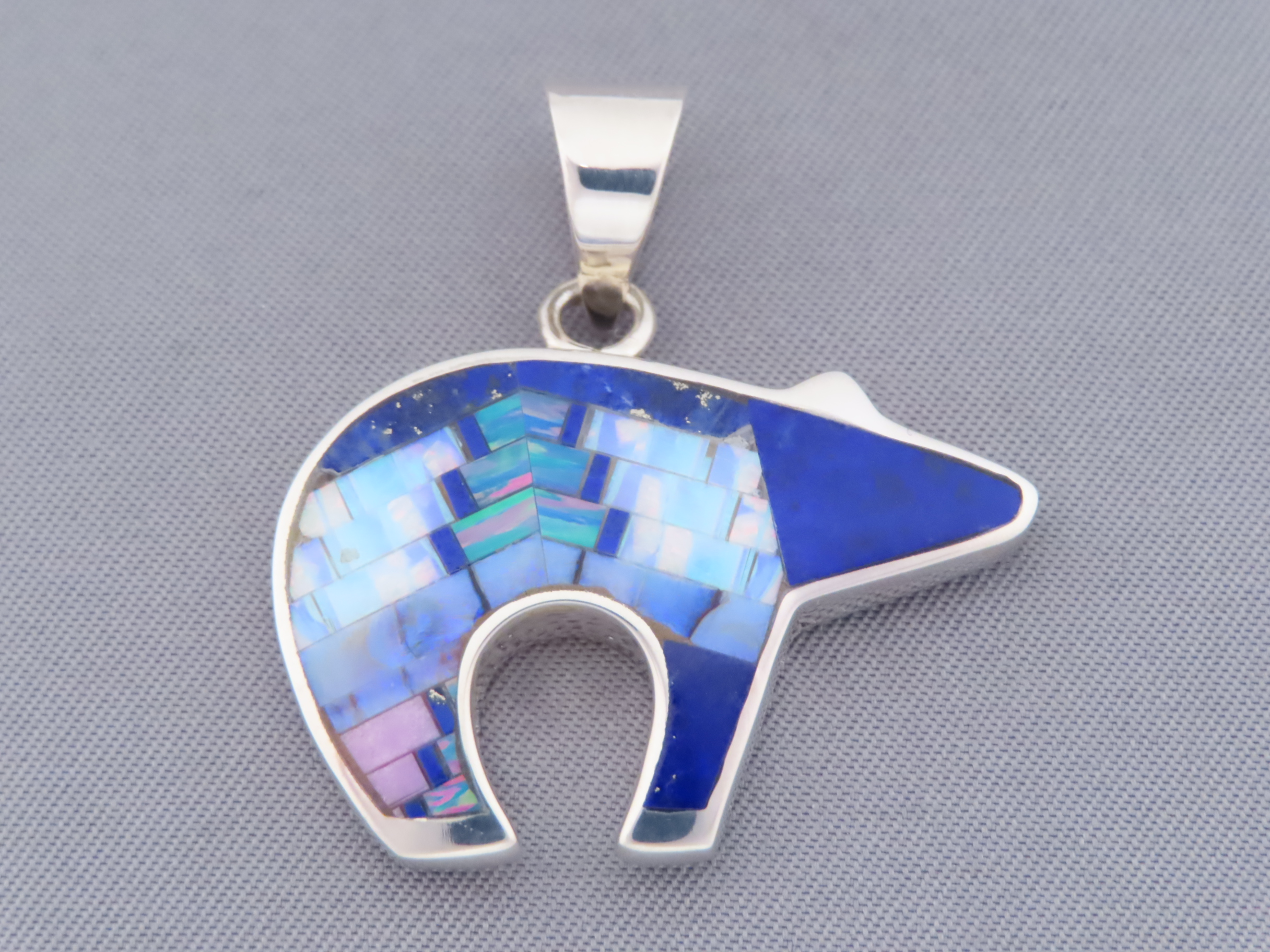 Inlaid Bear Pendant – Reversible Inlay Bear