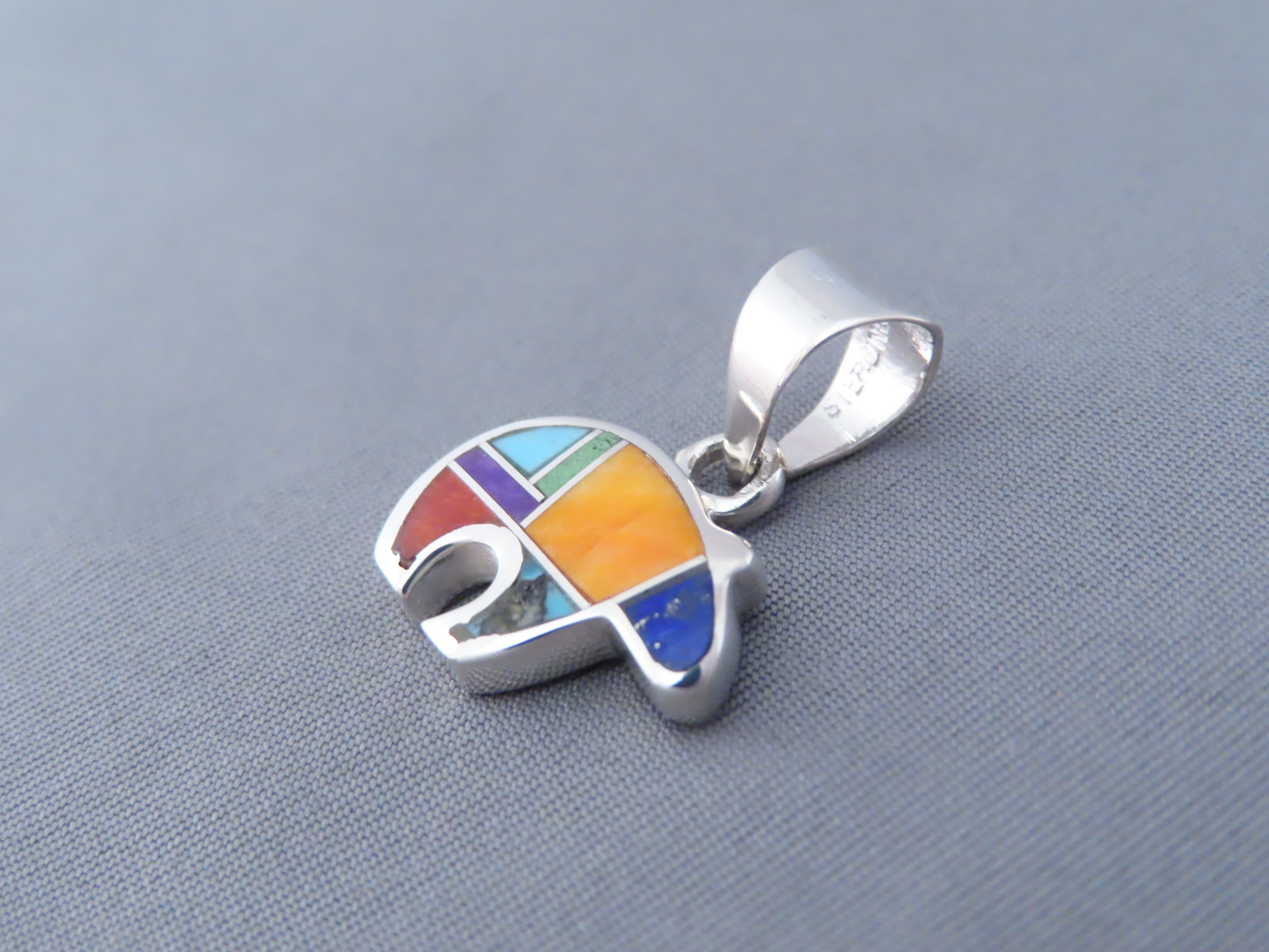Inlaid Multi-Color Bear Pendant (small)