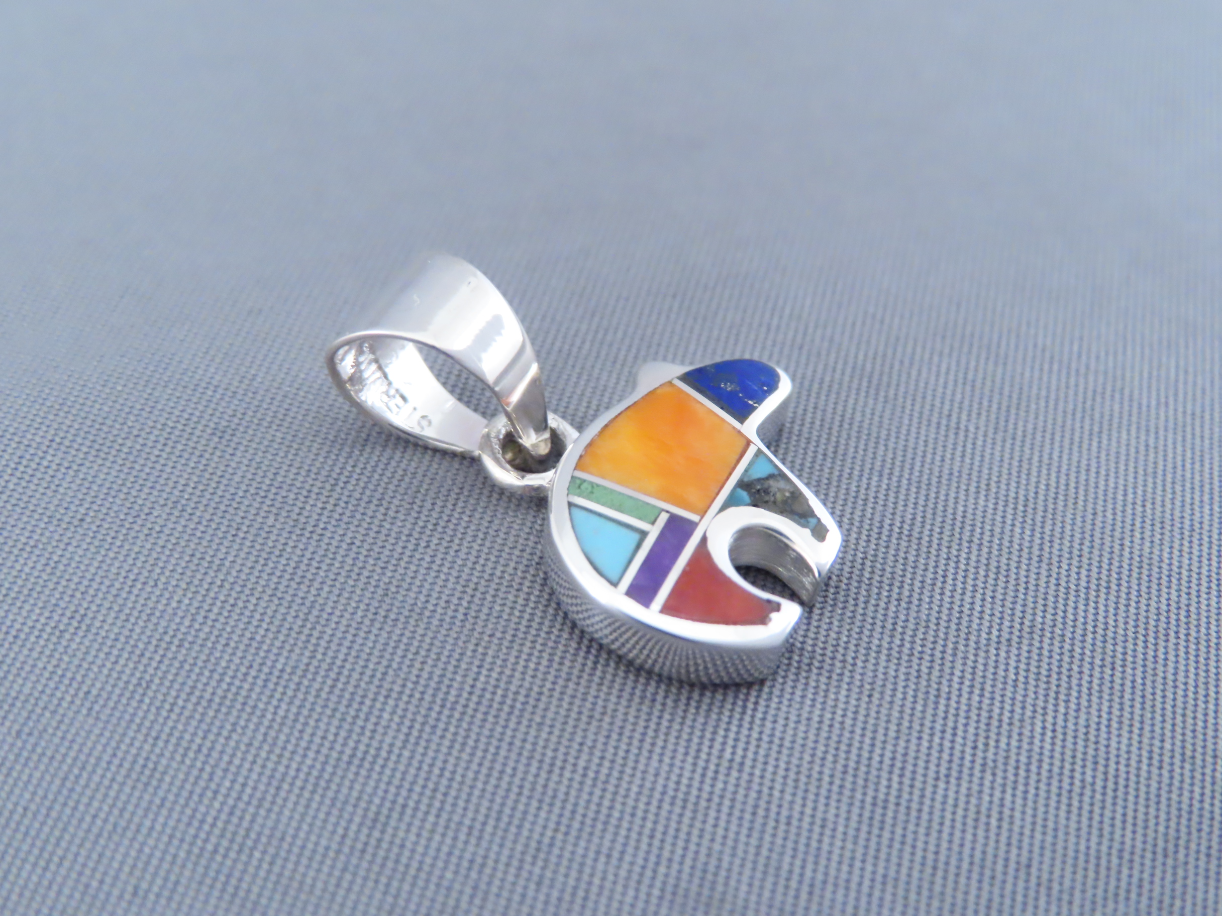Inlaid Multi-Color Bear Pendant (small)