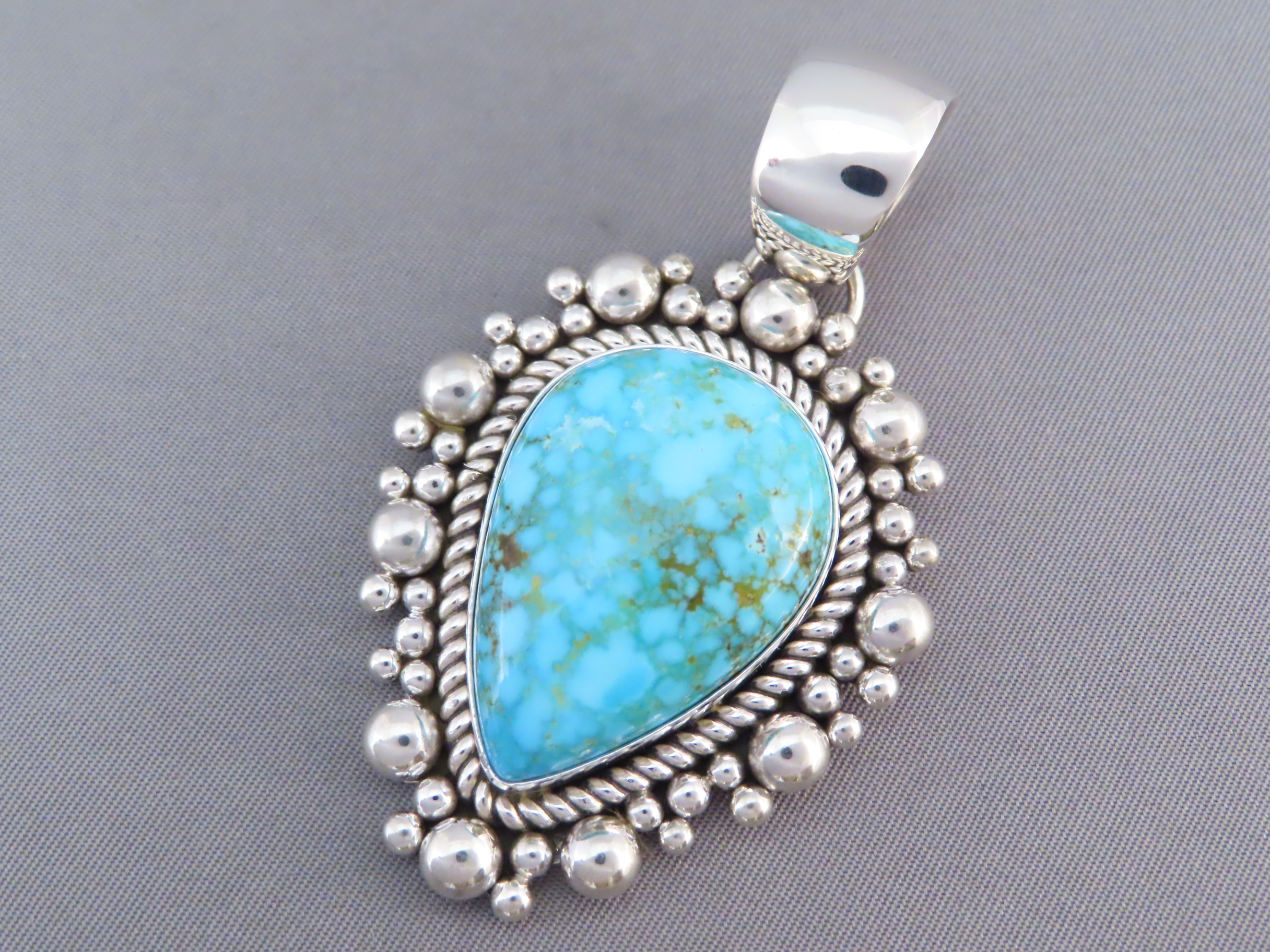 Larger Kingman Turquoise Pendant by Artie Yellowhorse