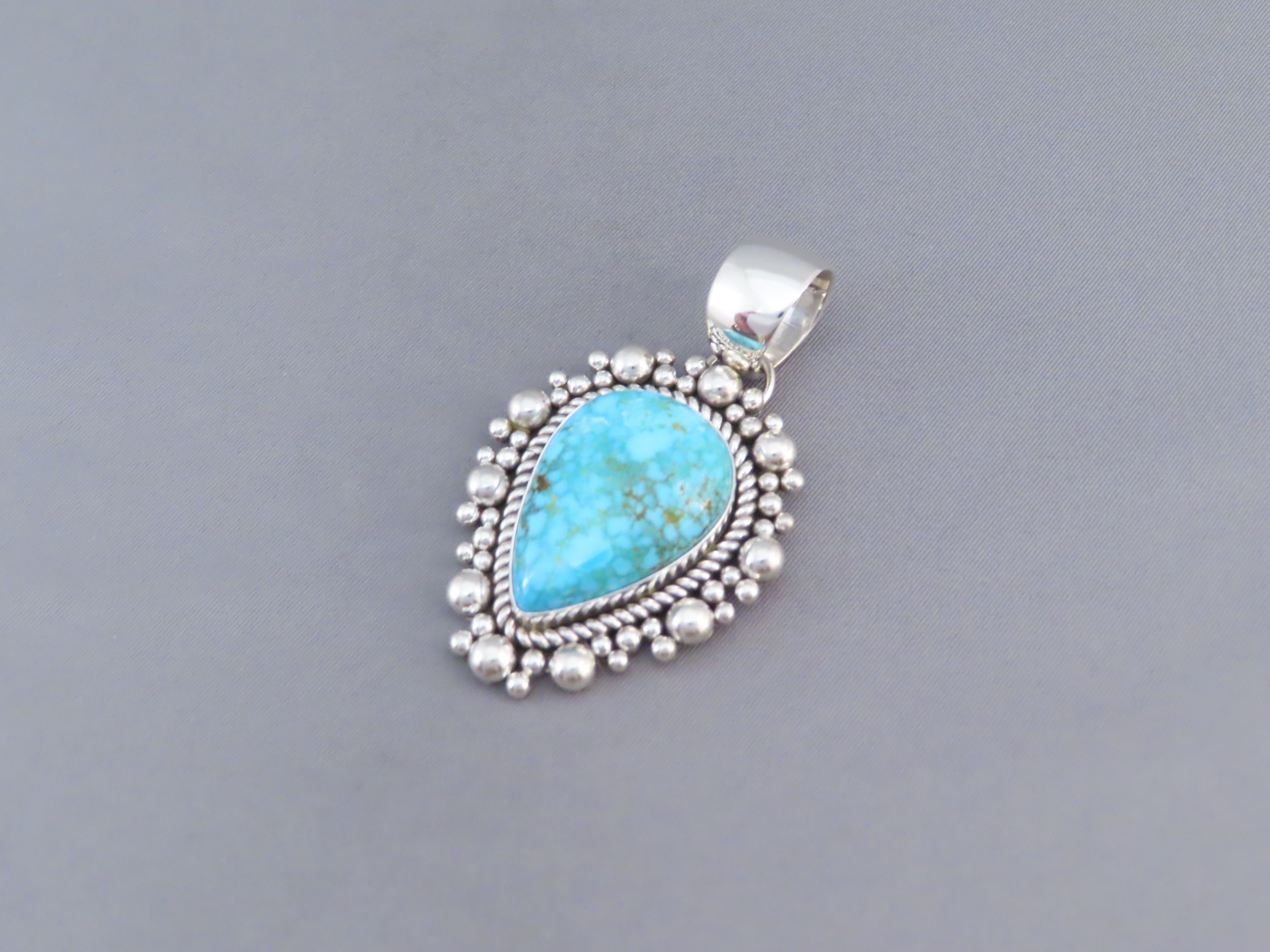 Larger Kingman Turquoise Pendant by Artie Yellowhorse