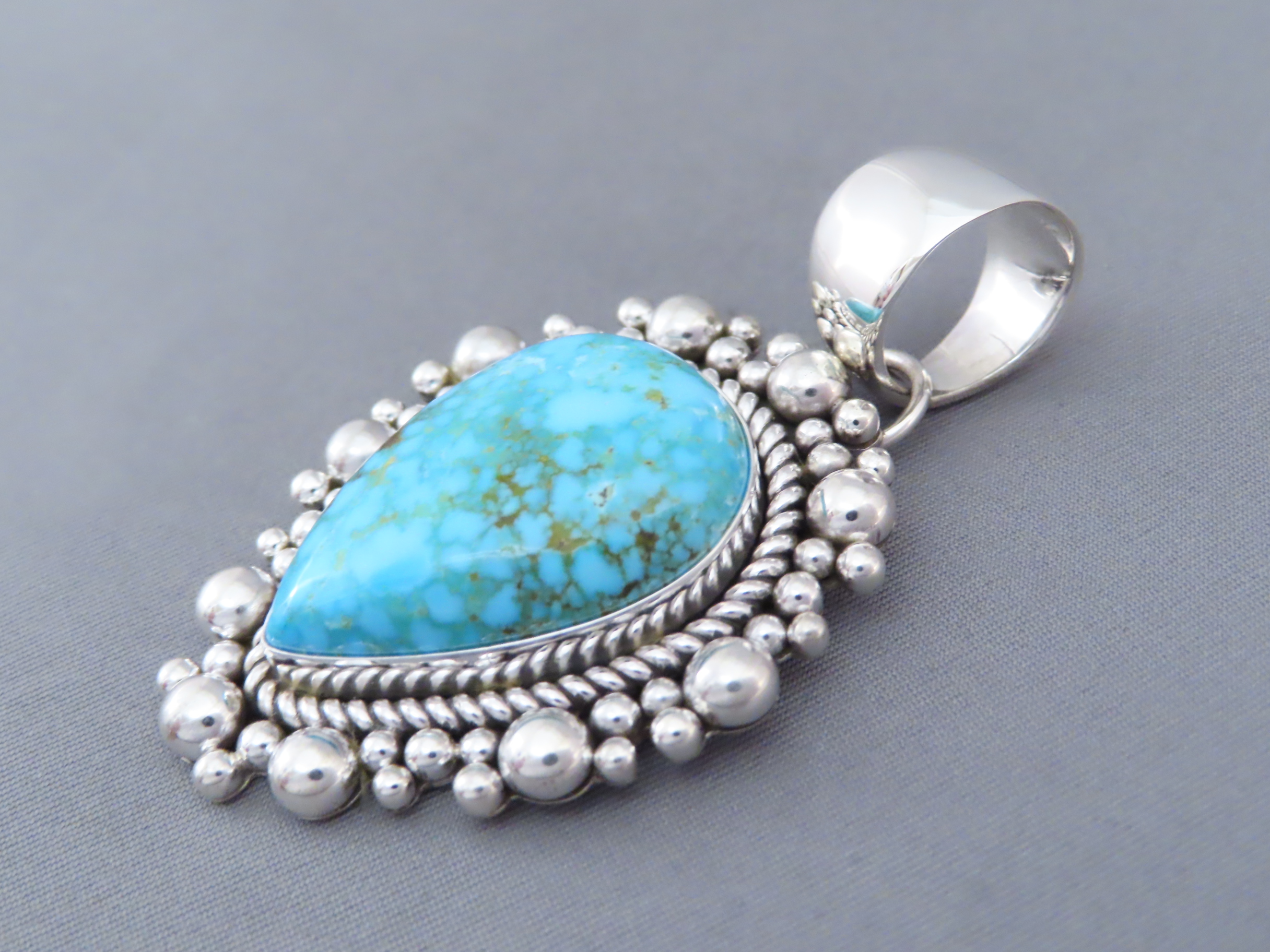 Larger Kingman Turquoise Pendant by Artie Yellowhorse