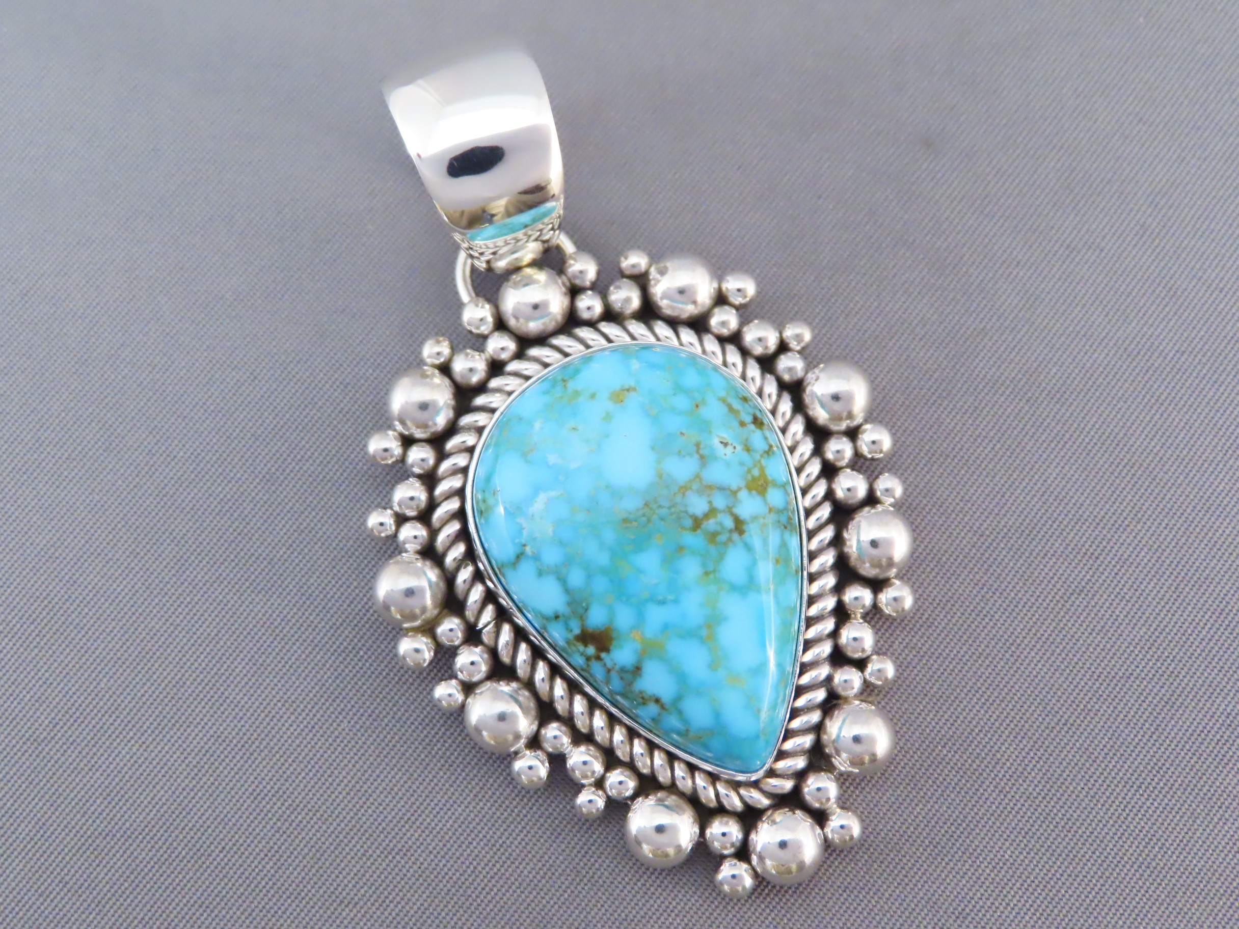 Larger Kingman Turquoise Pendant by Artie Yellowhorse