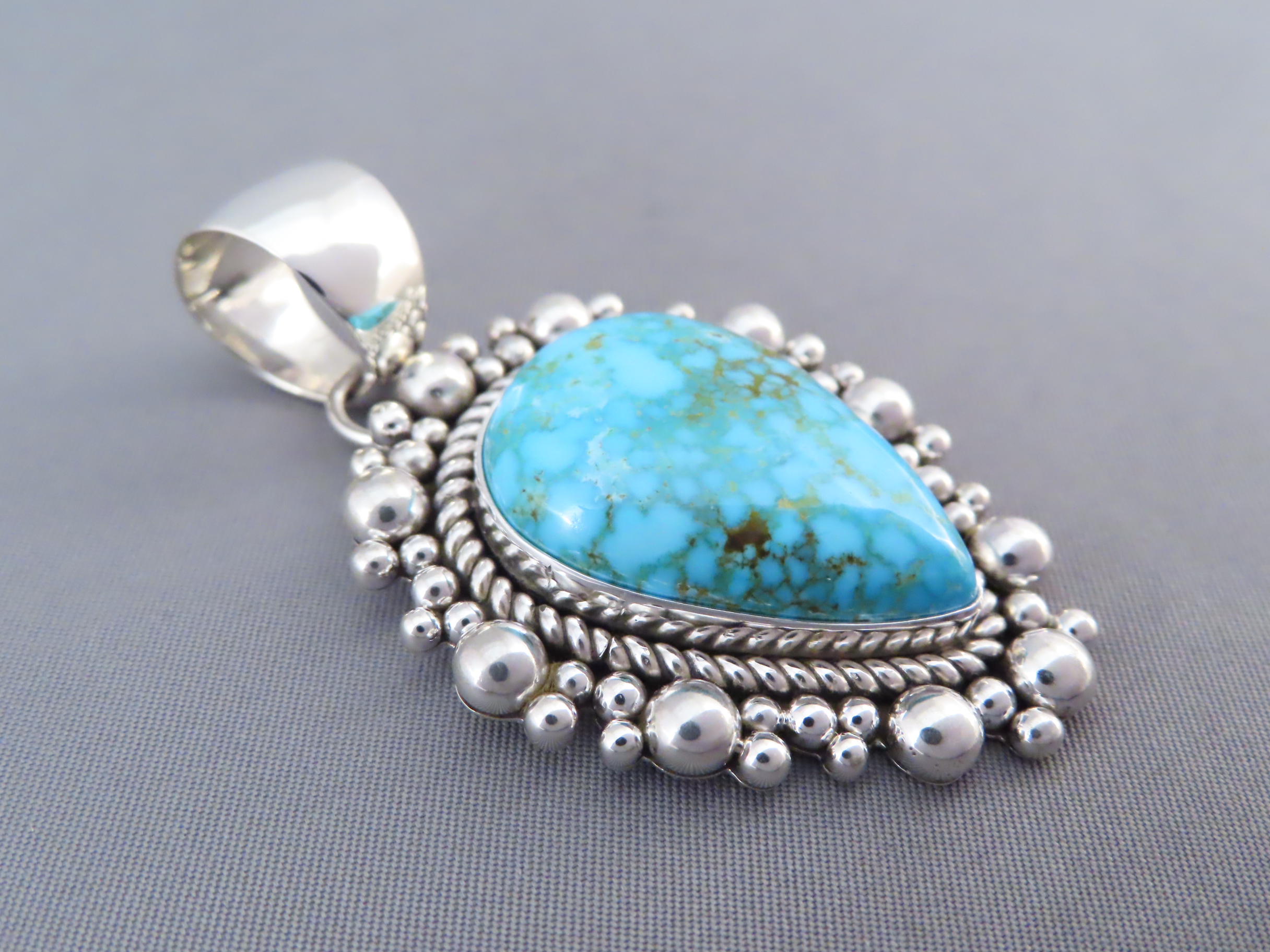 Larger Kingman Turquoise Pendant by Artie Yellowhorse