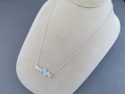 Inlaid Teton Necklace (Larger) with Turquoise Inlay (18″)