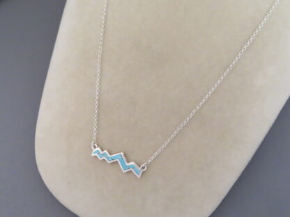 Inlaid Teton Necklace (Larger) with Turquoise Inlay (18″)