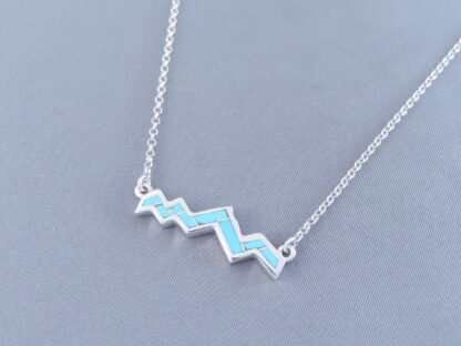 Inlaid Teton Necklace (Larger) with Turquoise Inlay (18″)