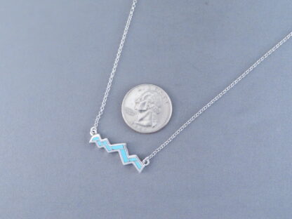 Inlaid Teton Necklace (Larger) with Turquoise Inlay (18″)