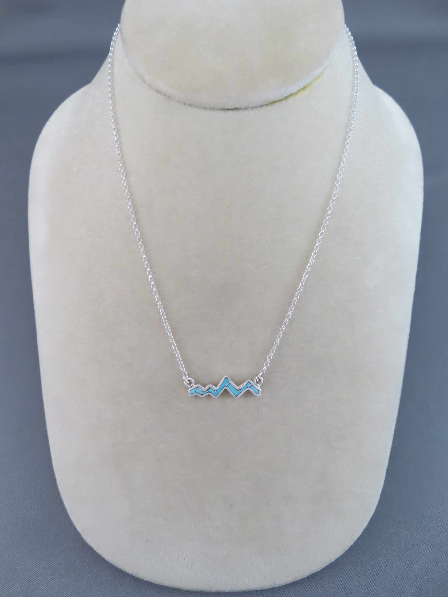 Inlaid Teton Necklace (Smaller) with Turquoise Inlay (16″)