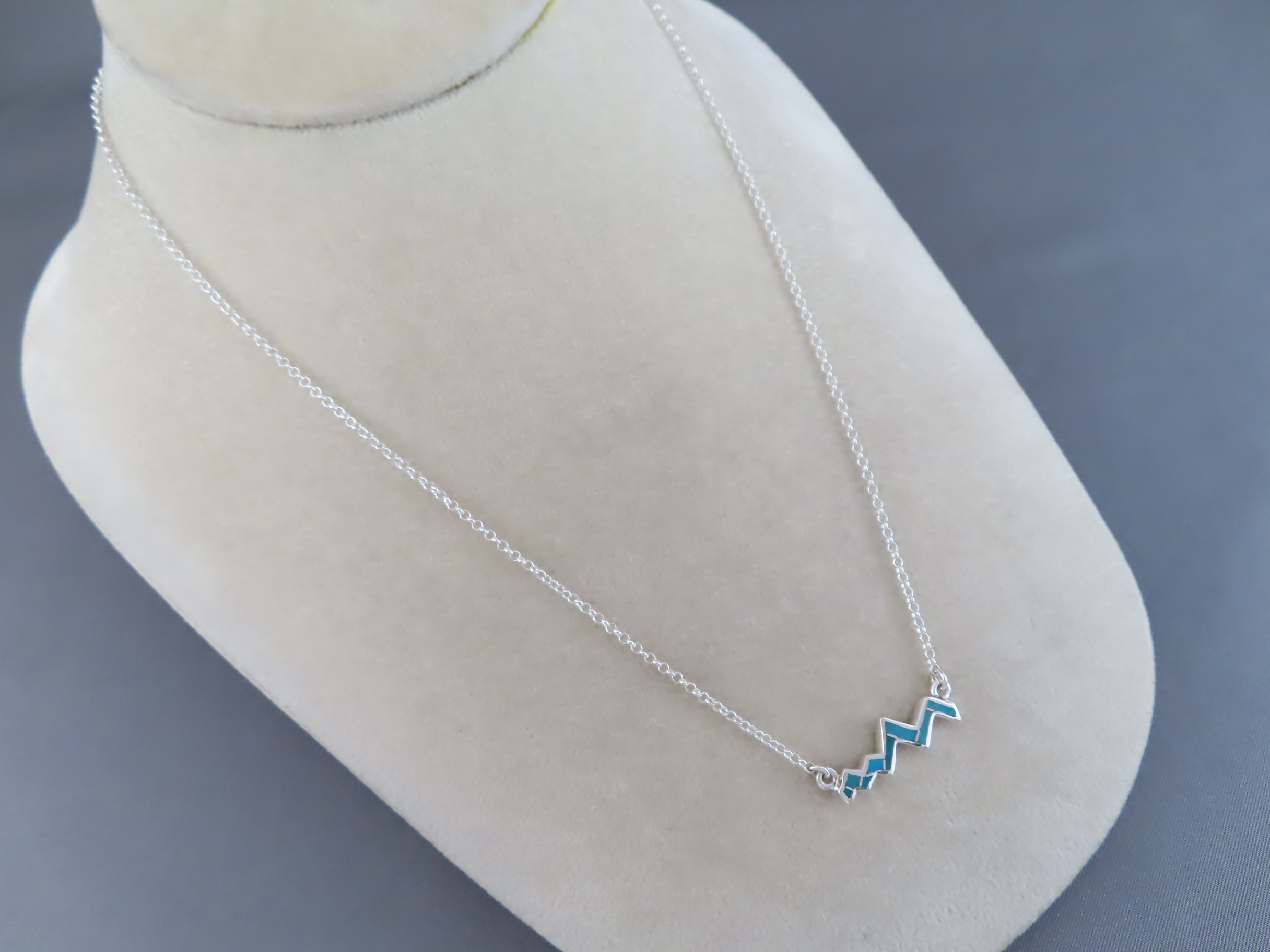 Inlaid Teton Pendant Necklace (Smaller) with Turquoise Inlay (18″)