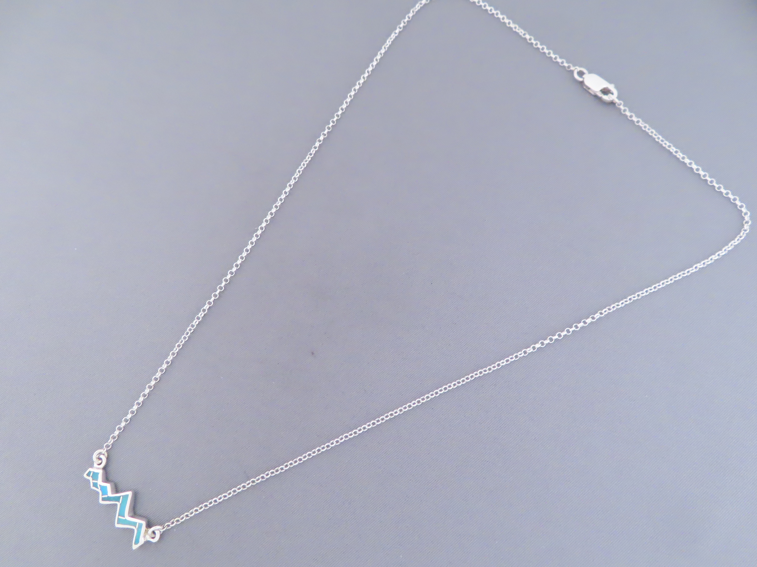 Inlaid Teton Pendant Necklace (Smaller) with Turquoise Inlay (18″)