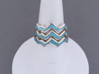 Inlaid Teton Jewelry - Teton Turquoise Inlay Ring - 3 Ring Stack - Native American FOR SALE $165-
