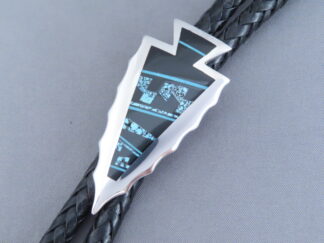 Inlaid Black Jade & Turquoise Inlay Bolo Tie – Arrowhead