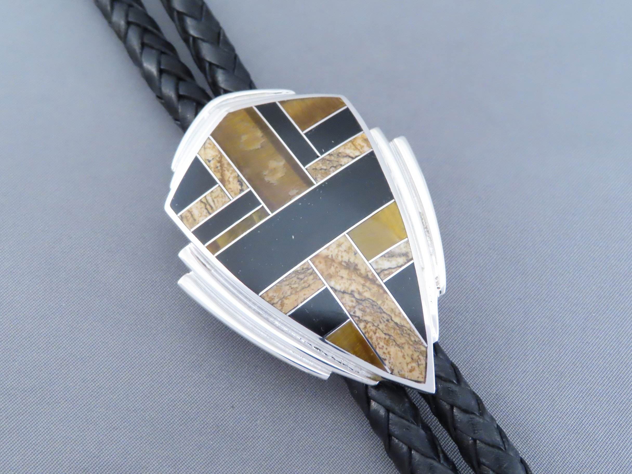 Multi-Stone Inlay Bolo Tie
