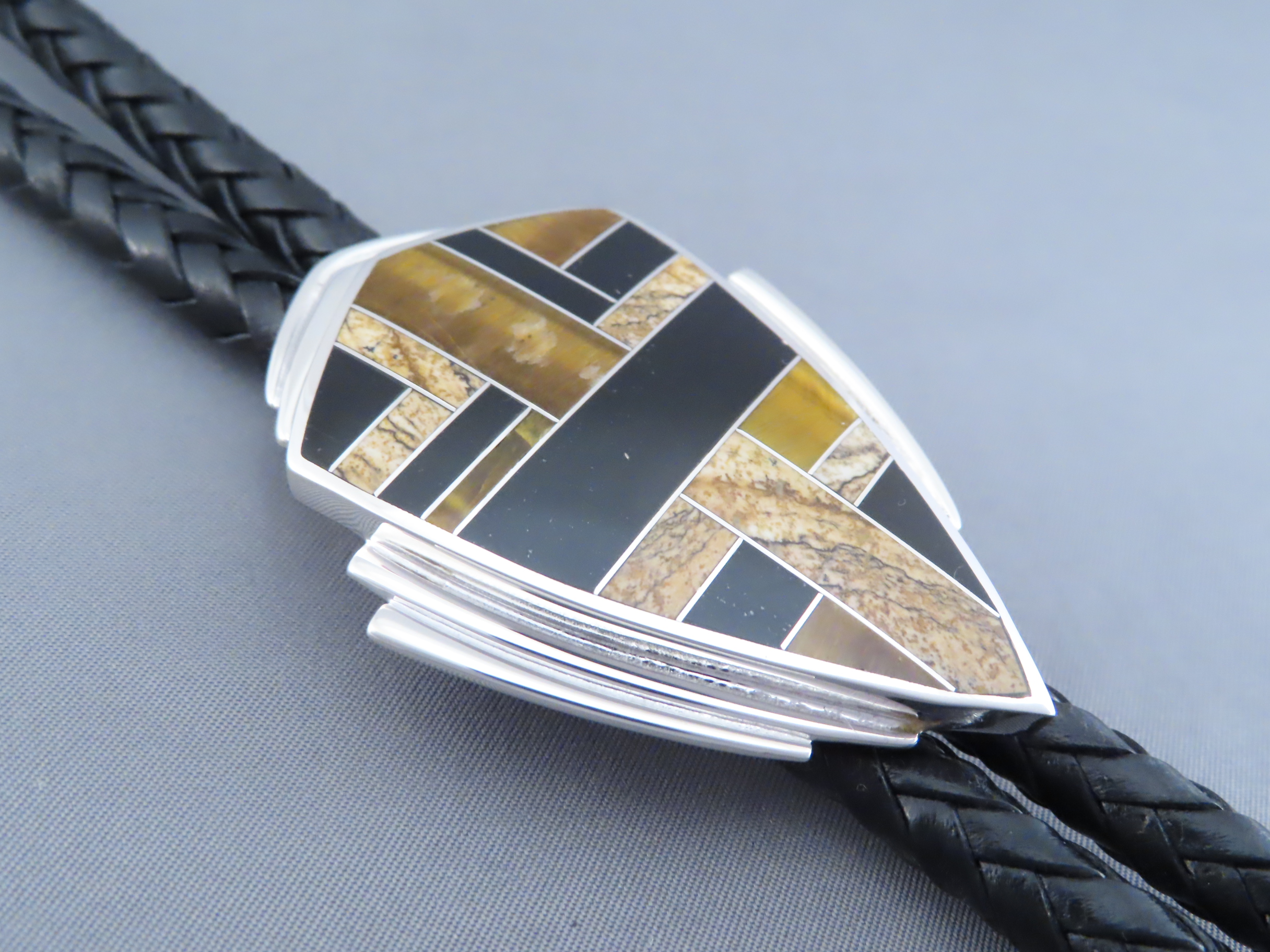 Multi-Stone Inlay Bolo Tie