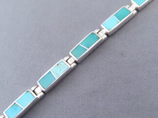 Green Turquoise Inlay Link Bracelet (smaller)
