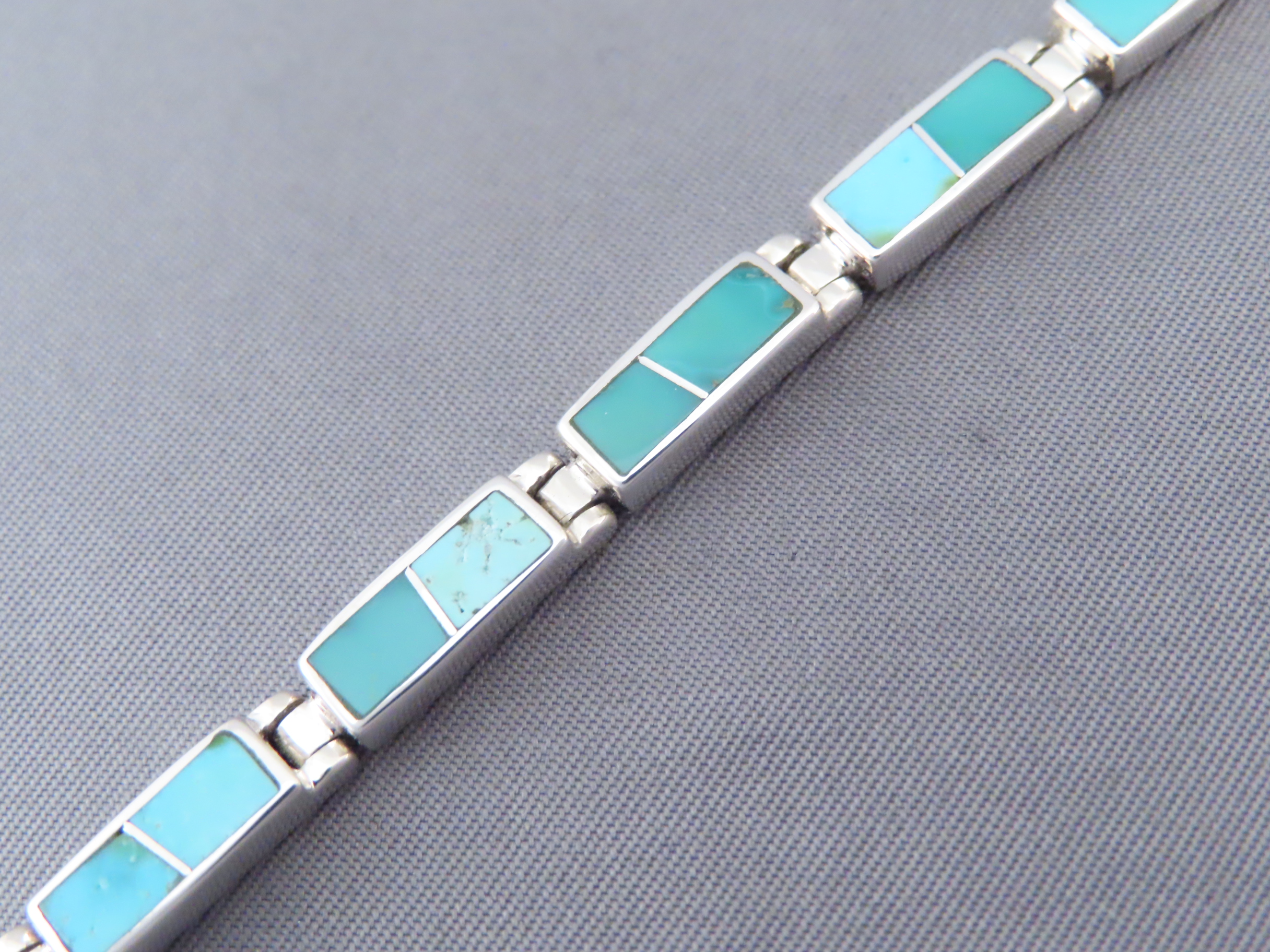 Green Turquoise Inlay Link Bracelet (smaller)