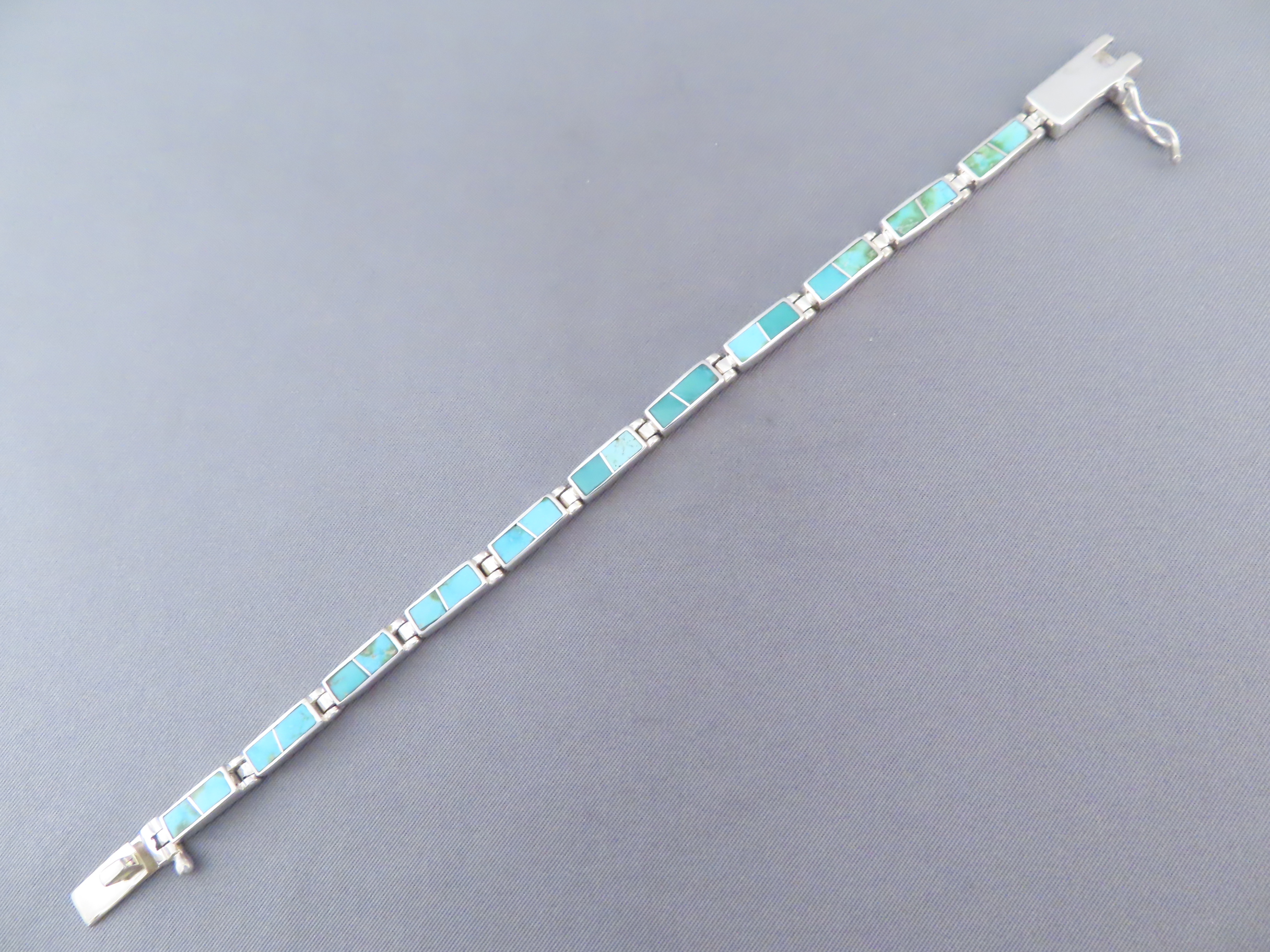 Green Turquoise Inlay Link Bracelet (smaller)