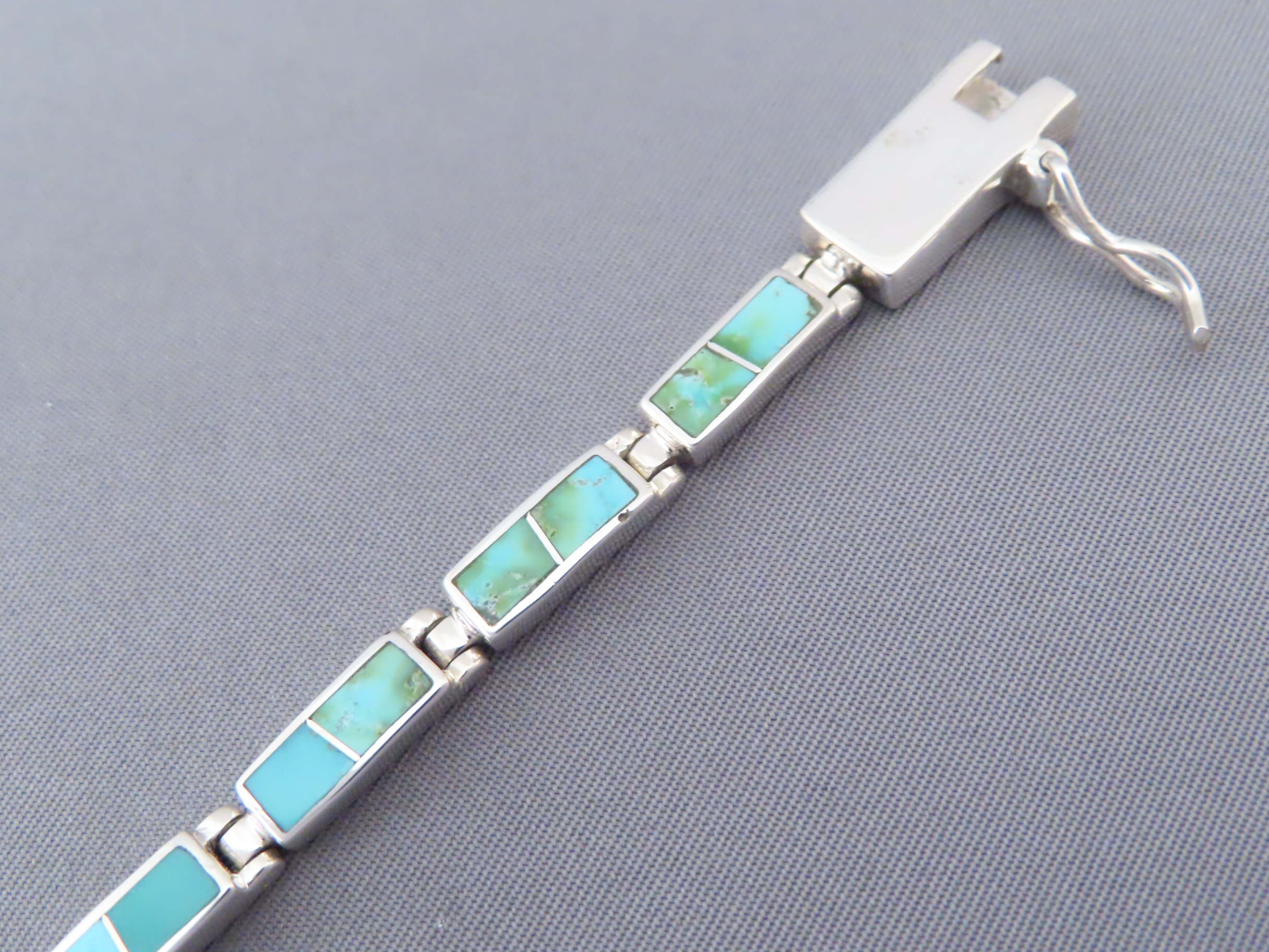 Green Turquoise Inlay Link Bracelet (smaller)