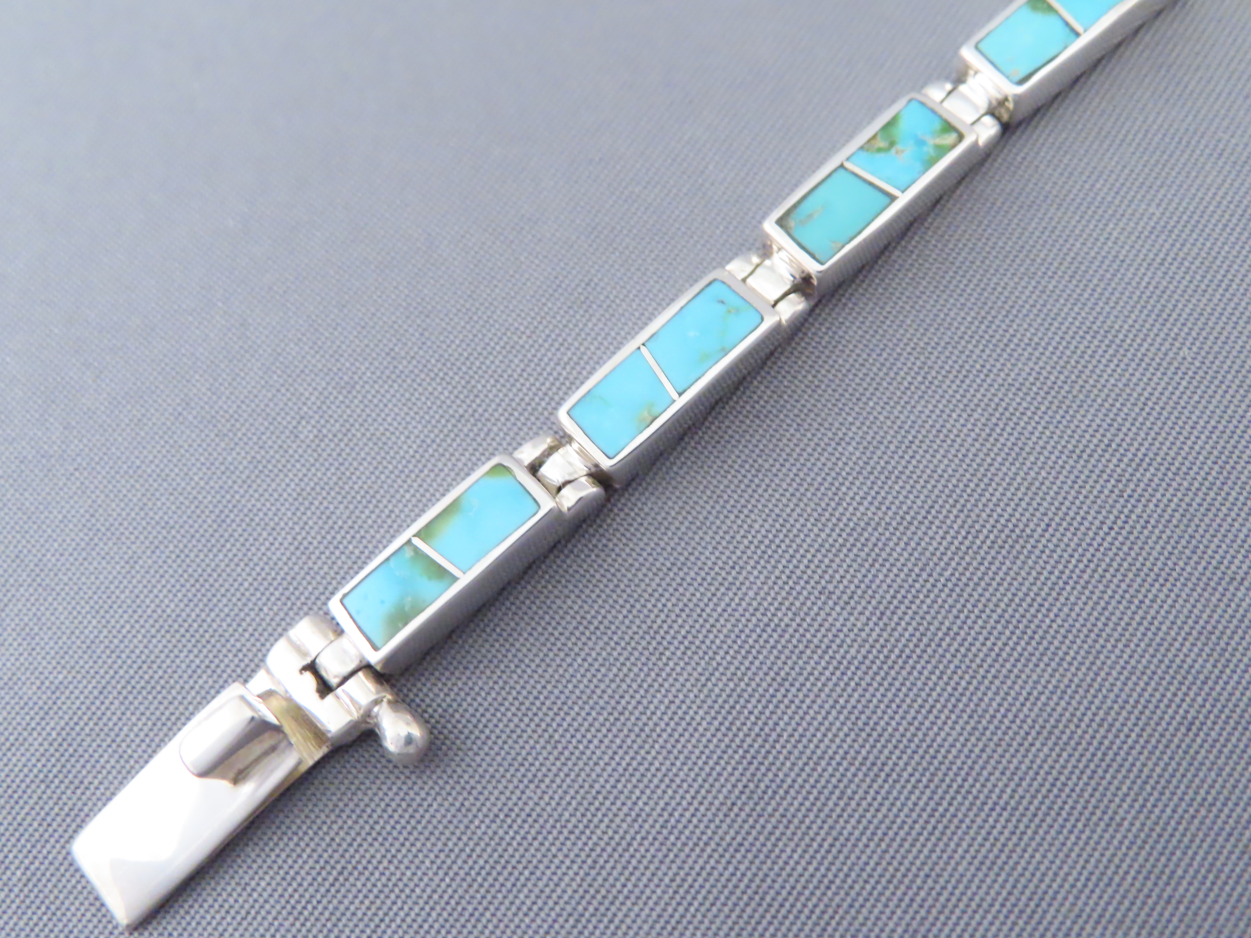 Green Turquoise Inlay Link Bracelet (smaller)