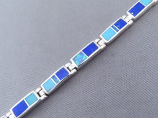 Opal & Turquoise & Lapis Inlay Link Bracelet (more dainty)