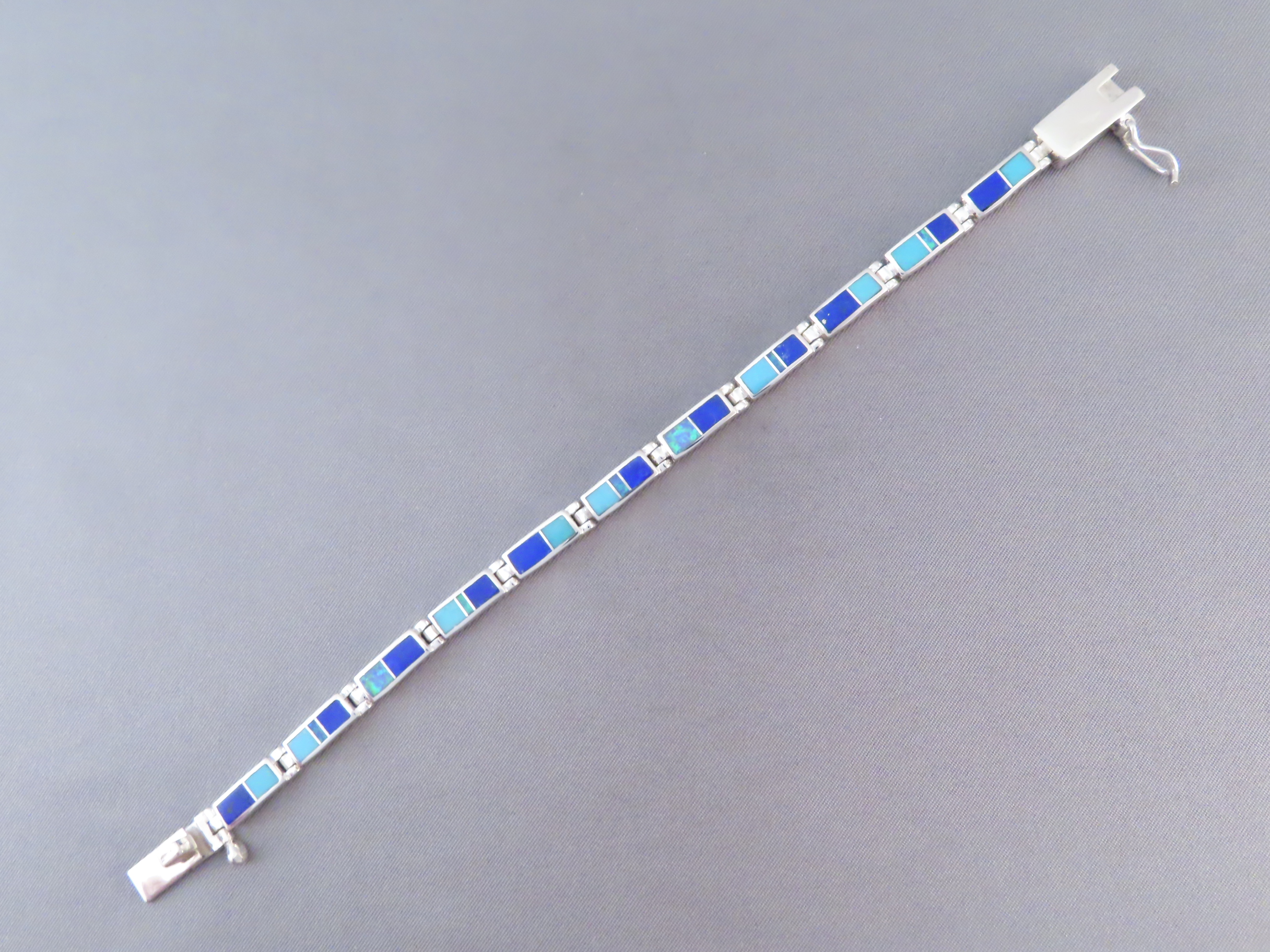 Opal & Turquoise & Lapis Inlay Link Bracelet (more dainty)