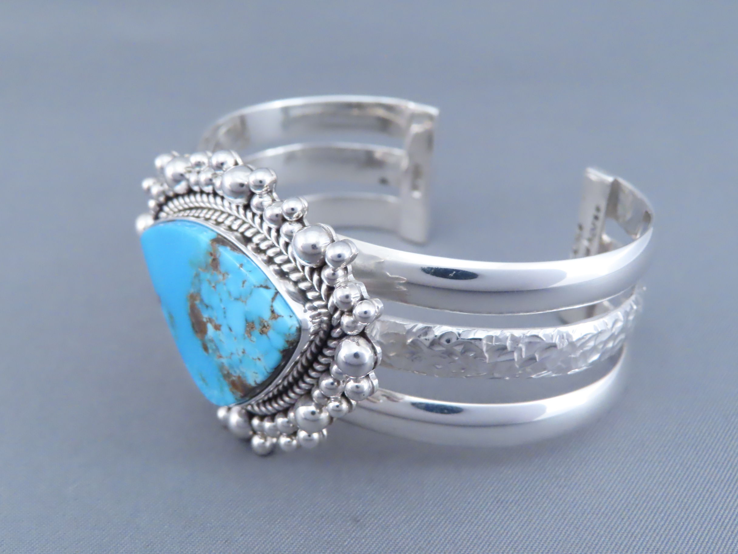 Cuff Bracelet with Morenci Turquoise by Artie Yellowhorse