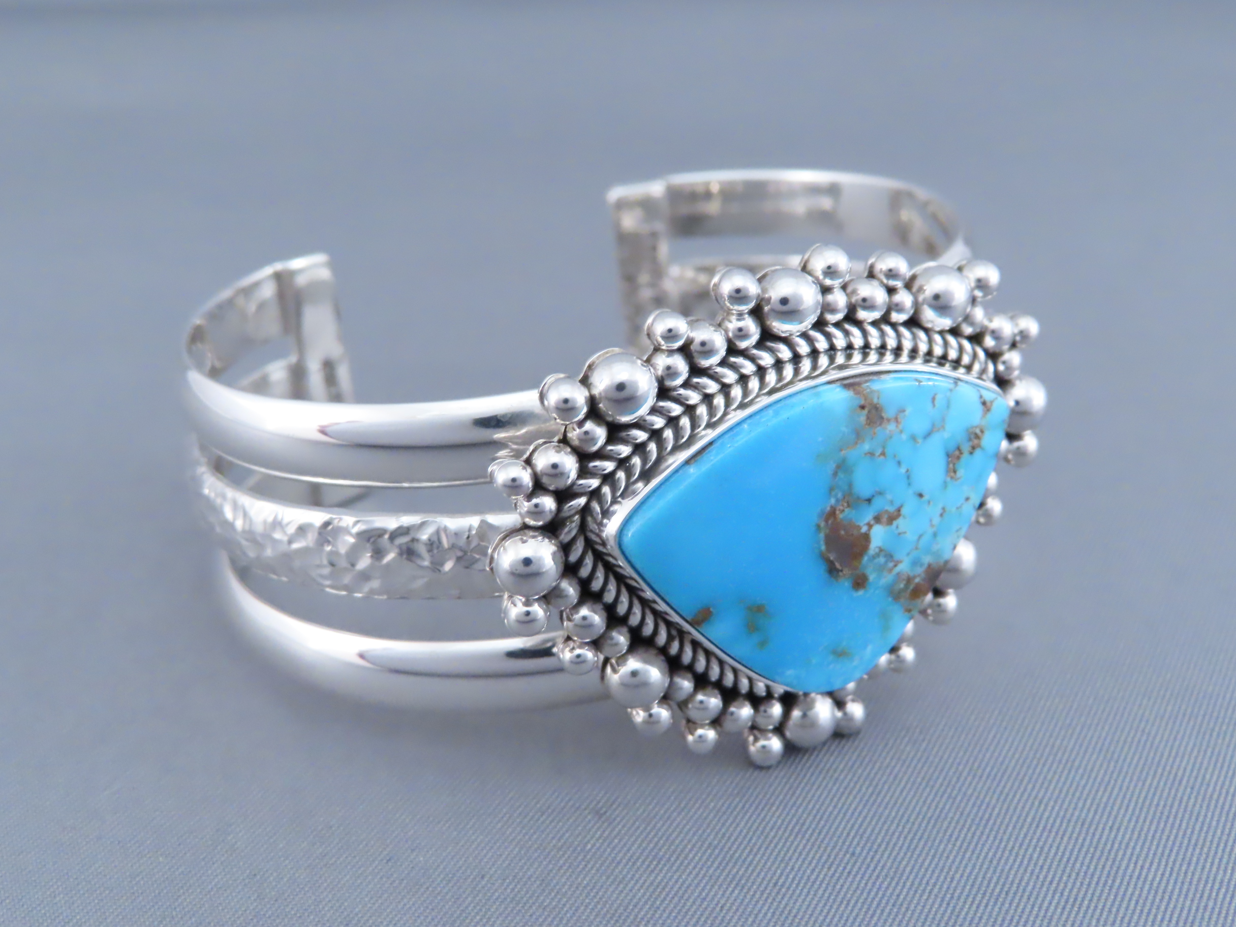 Cuff Bracelet with Morenci Turquoise by Artie Yellowhorse