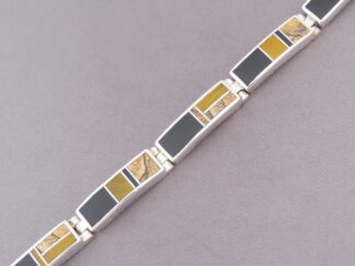 Buy Native American Jewelry - Wider Multi-Stone Inlay Link Bracelet by Supersmith Navajo jeweler, Tim Charlie FOR SALE $775-