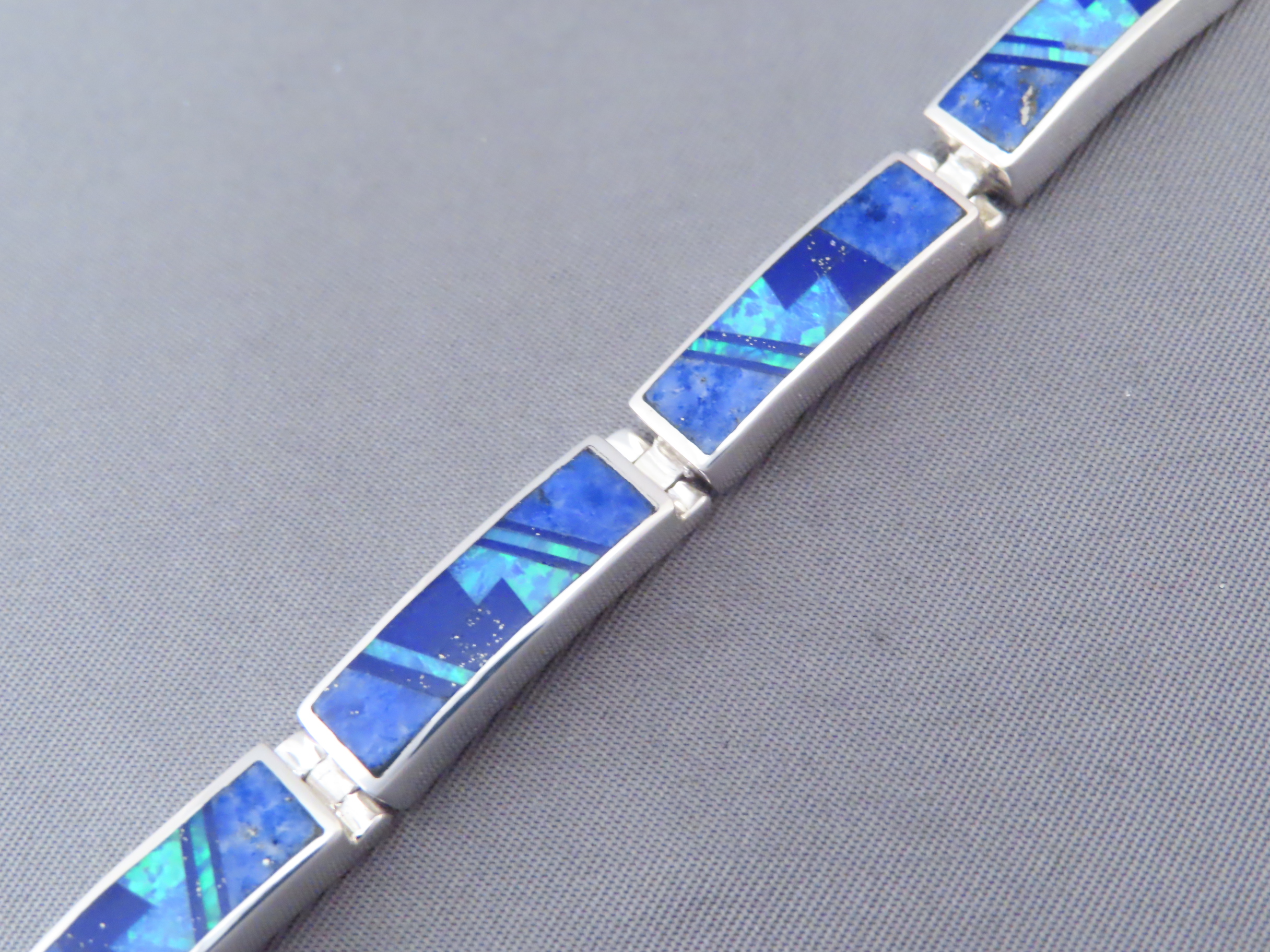 Lovely Lapis & Opal Inlay Link Bracelet