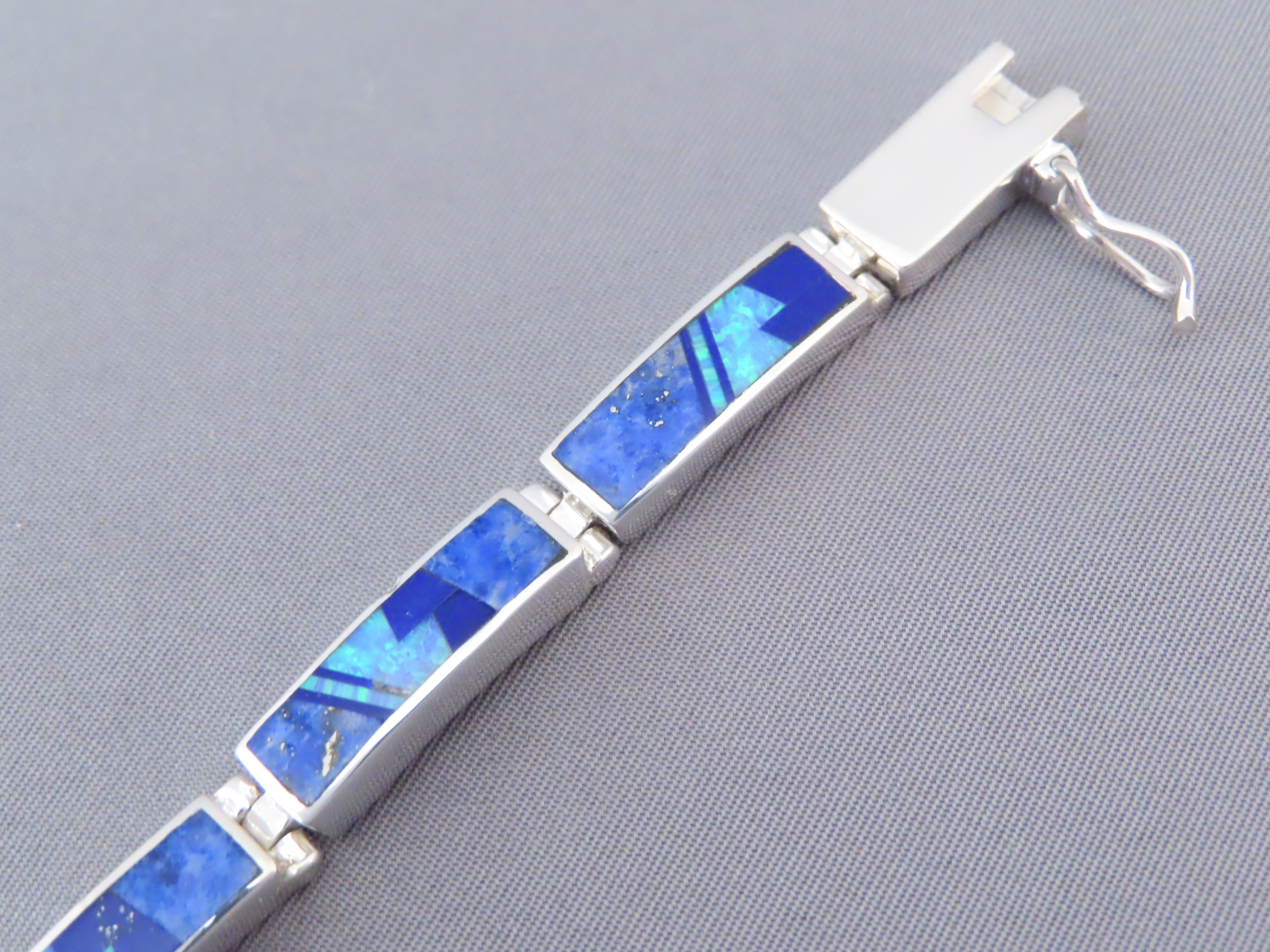 Lovely Lapis & Opal Inlay Link Bracelet