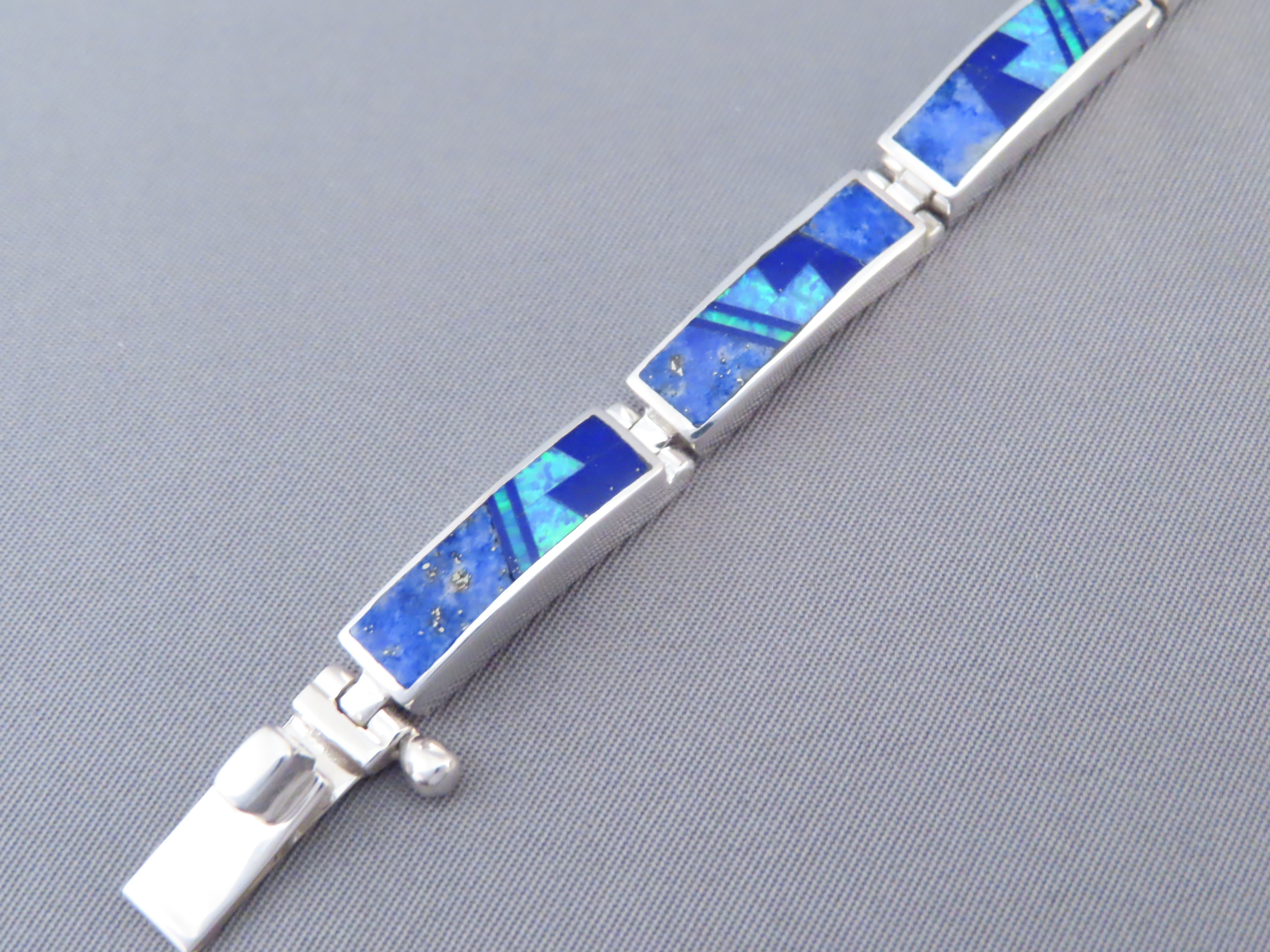 Lovely Lapis & Opal Inlay Link Bracelet