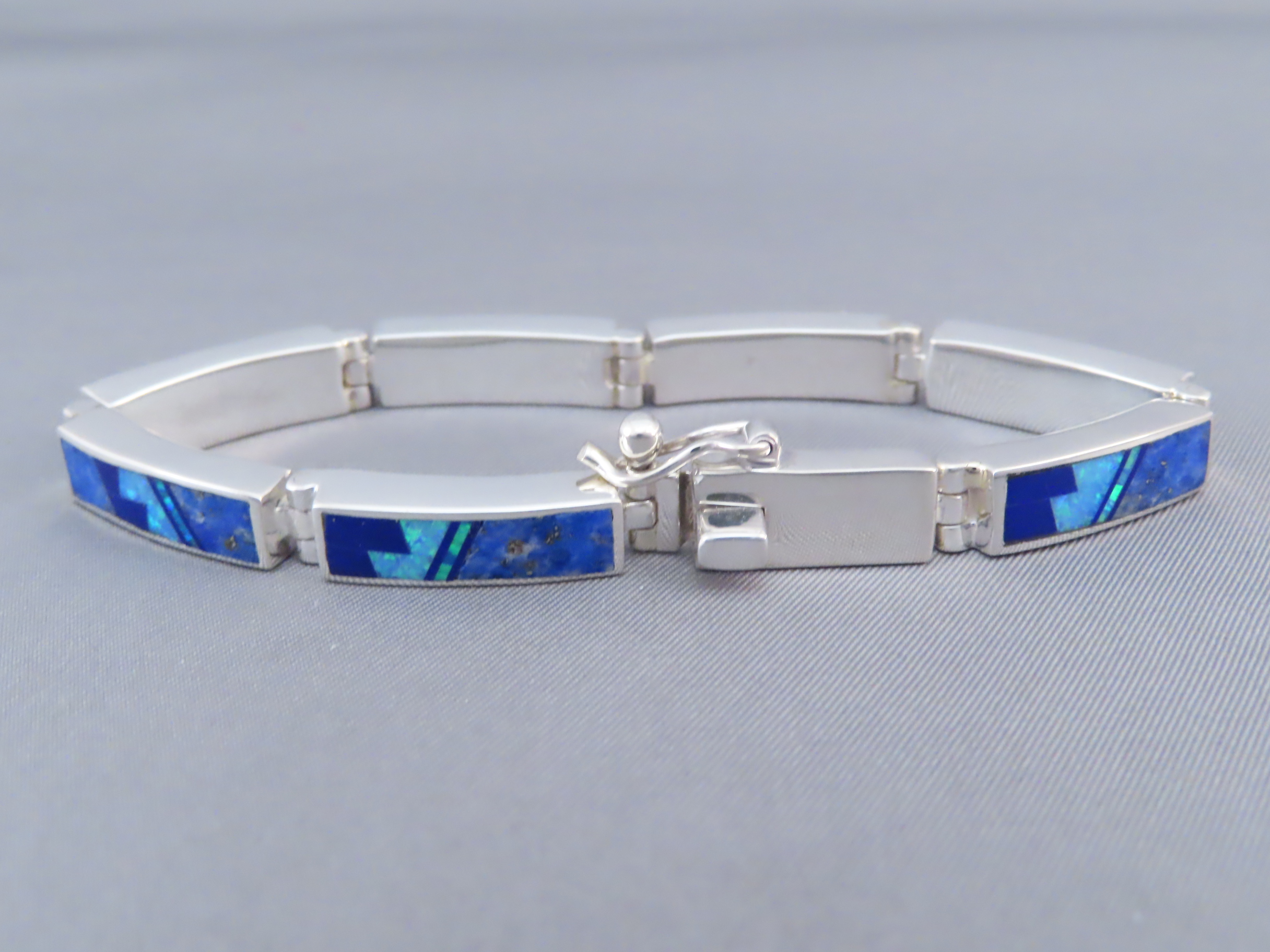 Lovely Lapis & Opal Inlay Link Bracelet