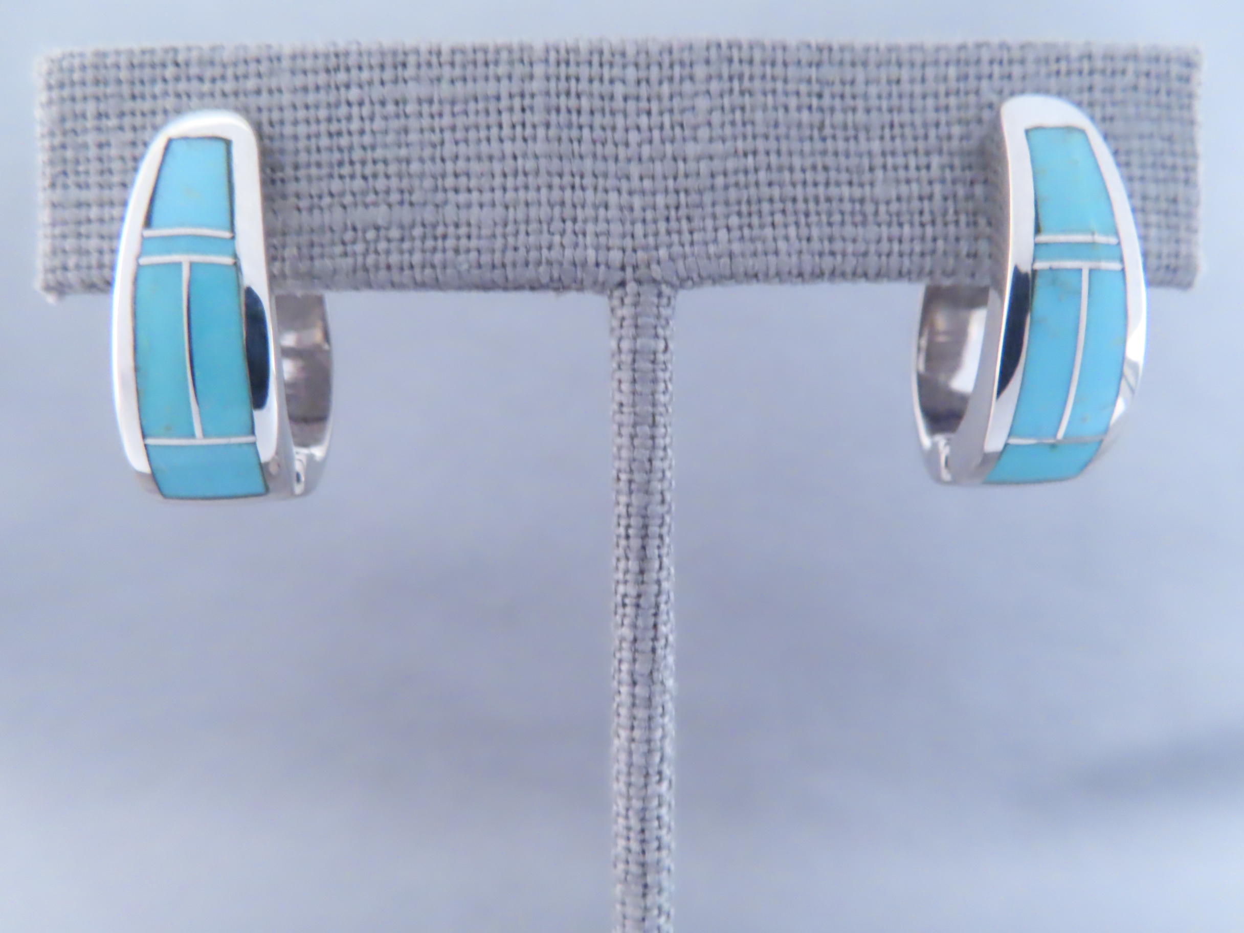 Turquoise Inlay Earrings (Huggies)