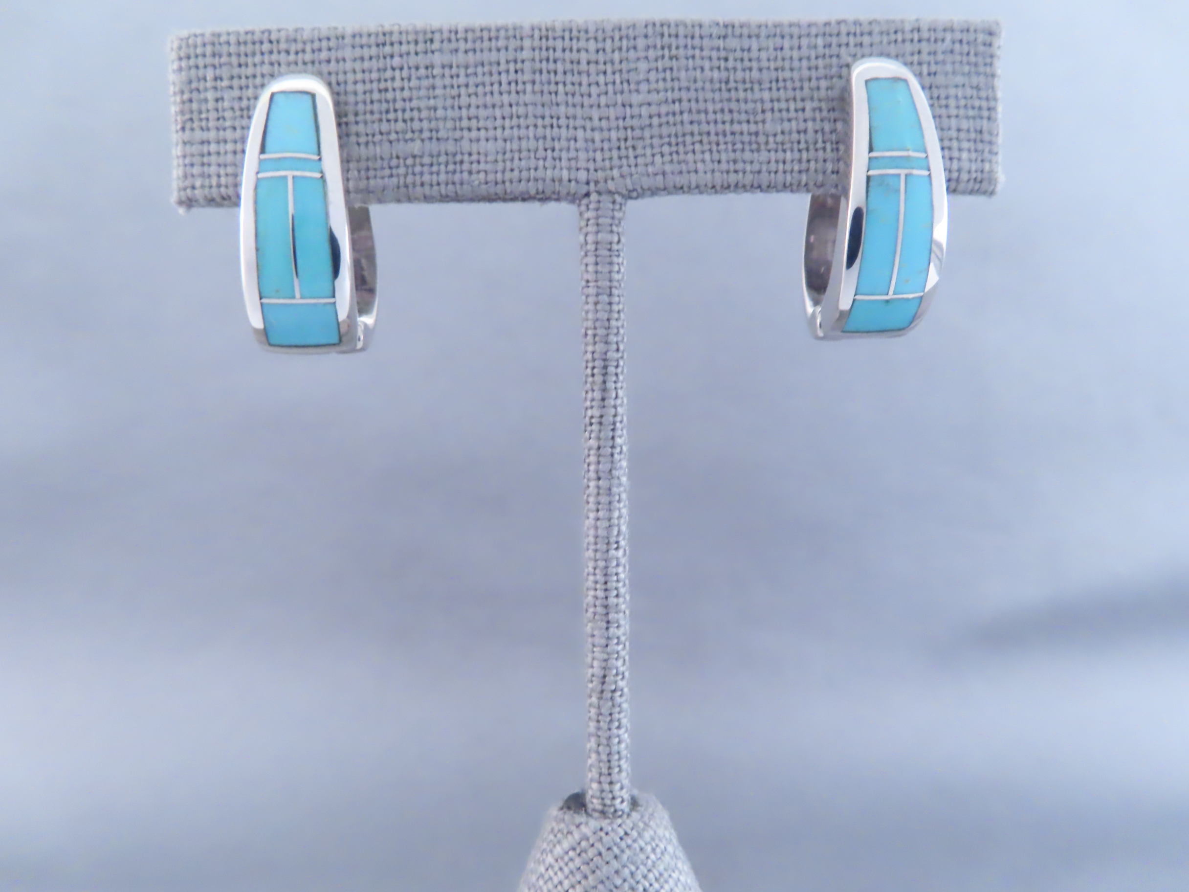 Turquoise Inlay Earrings (Huggies)