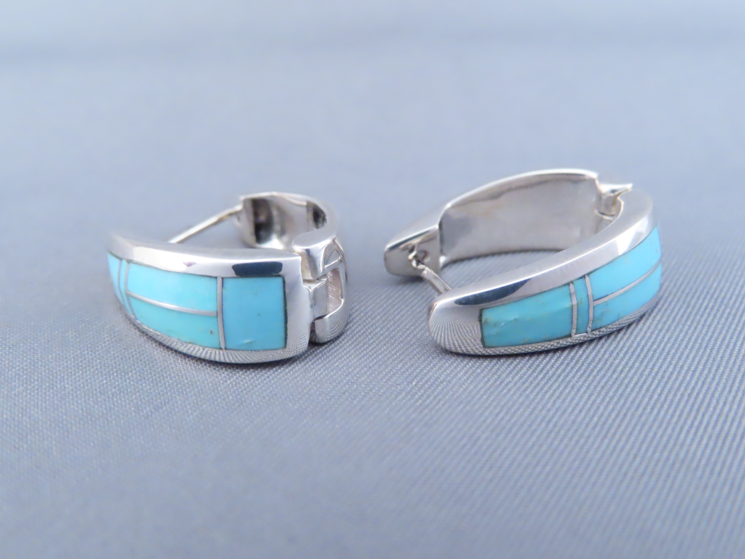 Turquoise Inlay Earrings (Huggies)