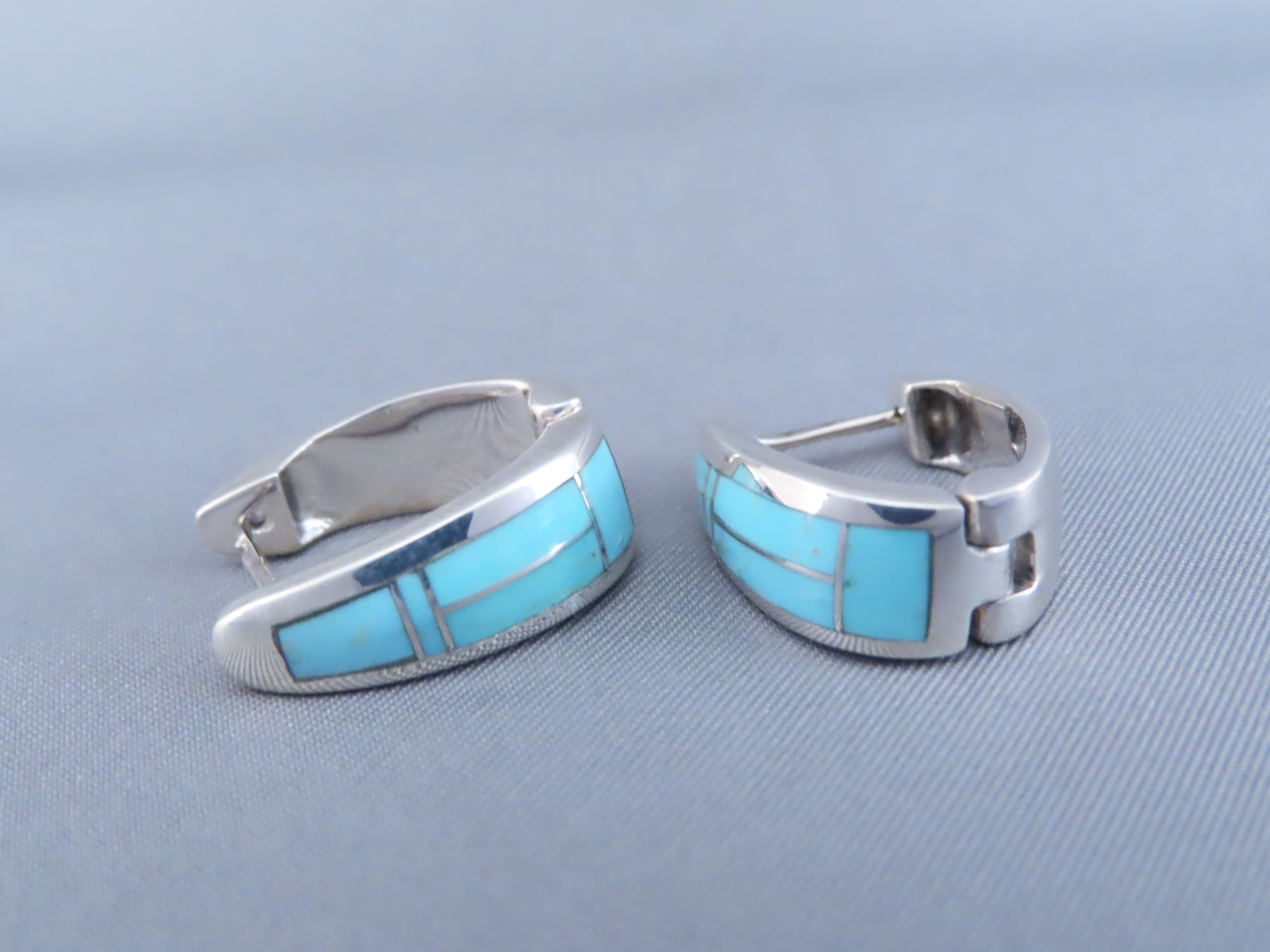 Turquoise Inlay Earrings (Huggies)